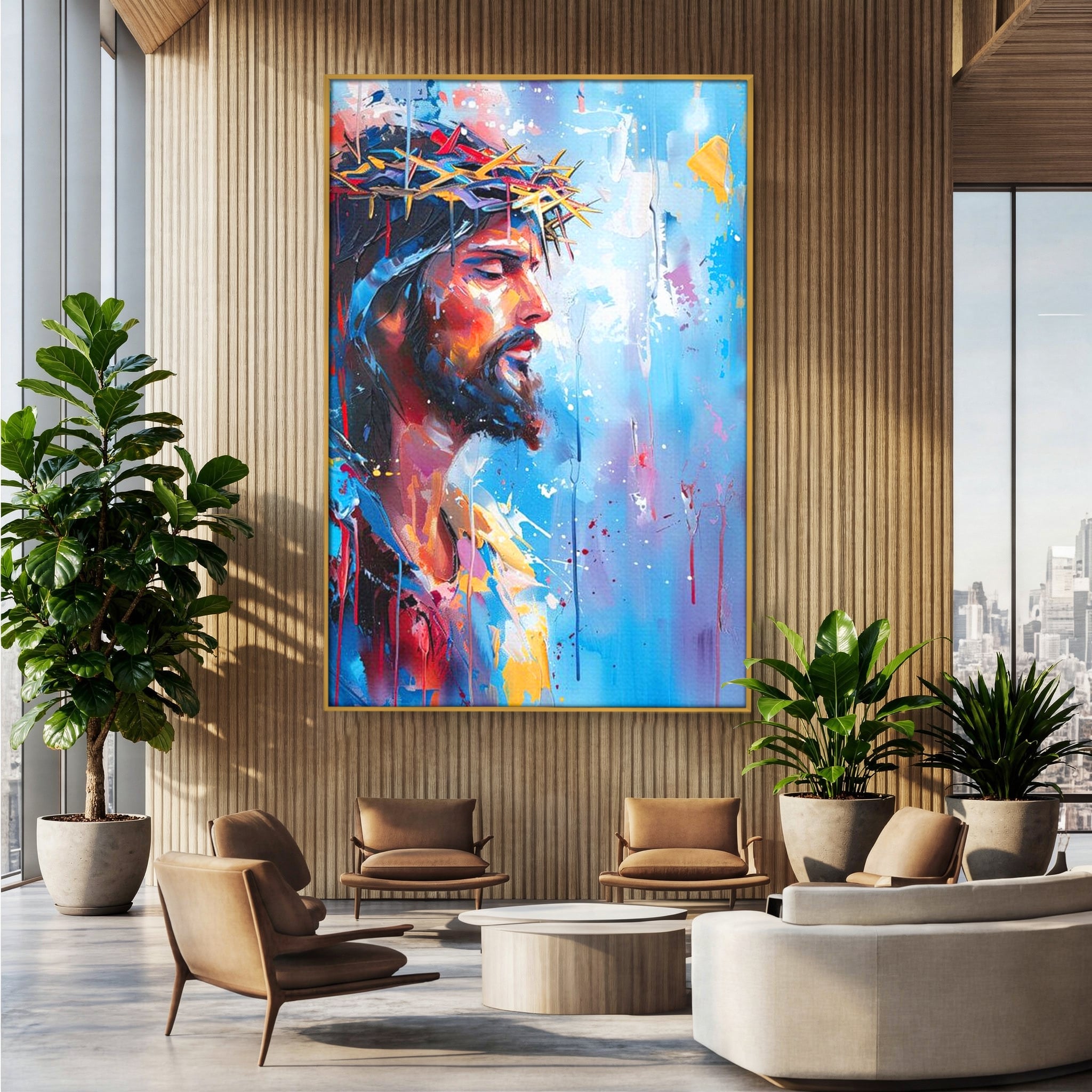 Tablou Canvas Premium LuxCanva® H1044, Reverie Sacra, Iisus, Credinta, Speranta, Mantuire, Har, Emotie, Coroana de Spini, Decor Crestin, Arta Religioasa, Living, Dormitor