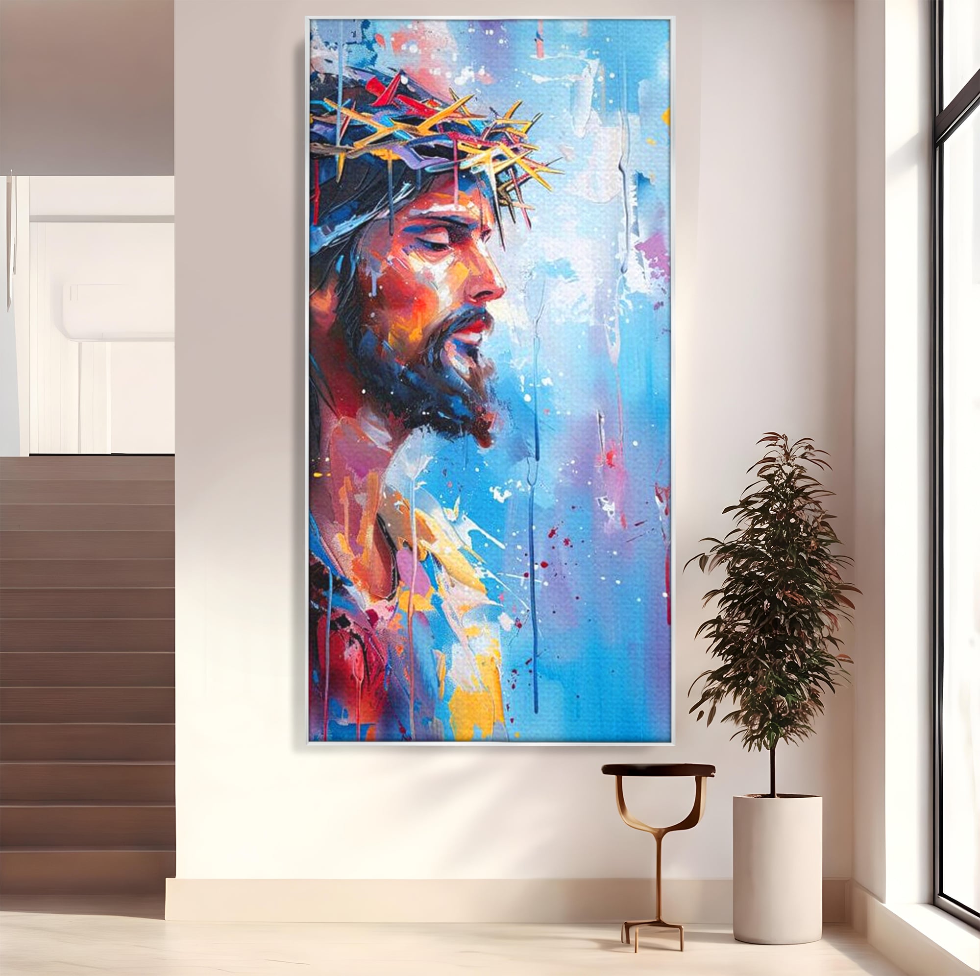 Tablou Canvas Premium LuxCanva® H1044, Reverie Sacra, Iisus, Credinta, Speranta, Mantuire, Har, Emotie, Coroana de Spini, Decor Crestin, Arta Religioasa, Living, Dormitor