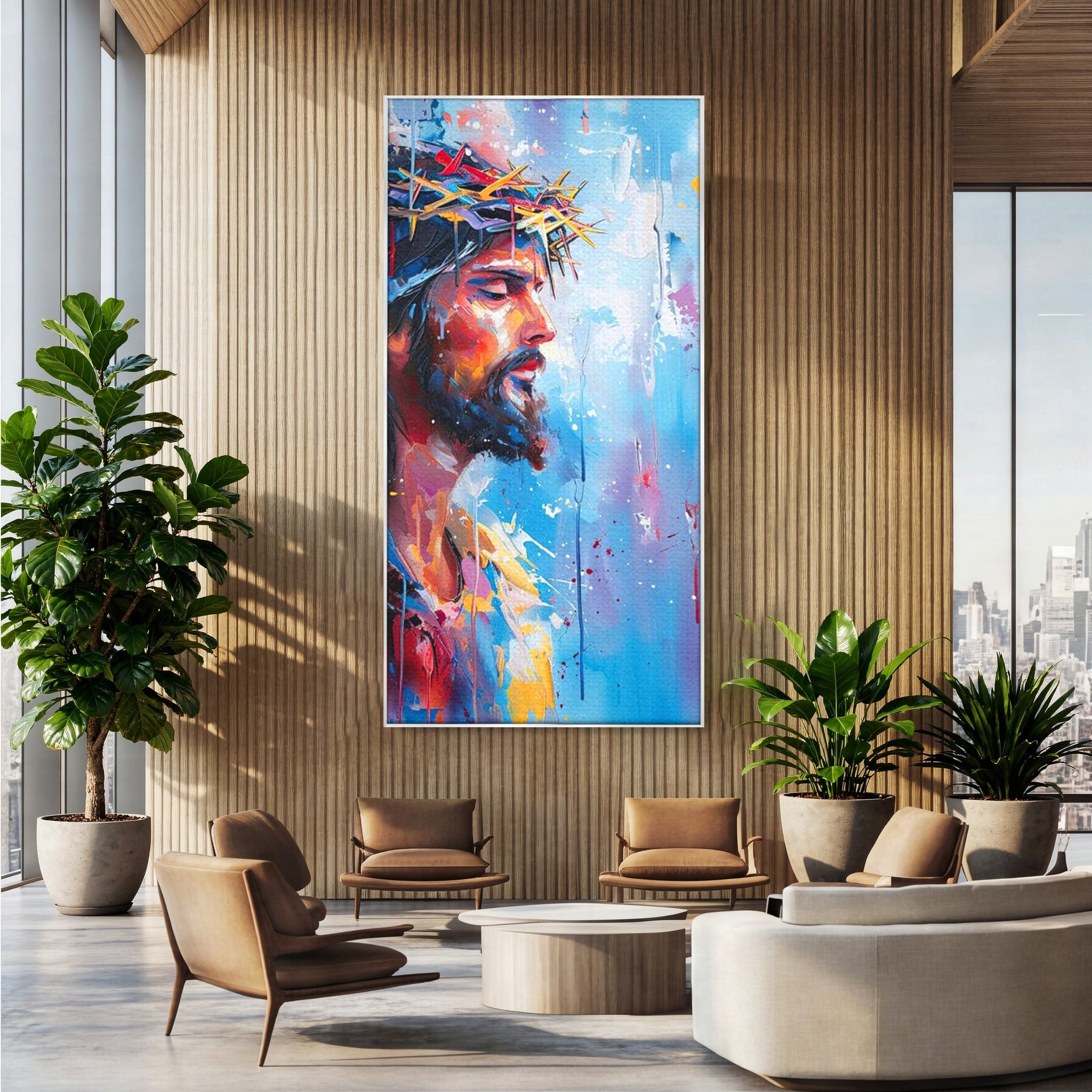 Tablou Canvas Premium LuxCanva® H1044, Reverie Sacra, Iisus, Credinta, Speranta, Mantuire, Har, Emotie, Coroana de Spini, Decor Crestin, Arta Religioasa, Living, Dormitor