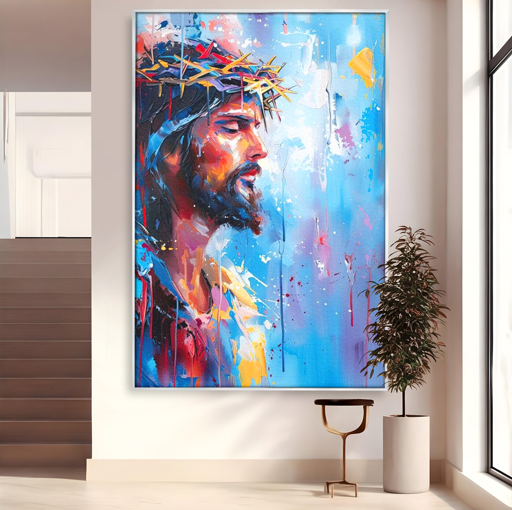 Tablou Canvas Premium LuxCanva® H1044, Reverie Sacra, Iisus, Credinta, Speranta, Mantuire, Har, Emotie, Coroana de Spini, Decor Crestin, Arta Religioasa, Living, Dormitor