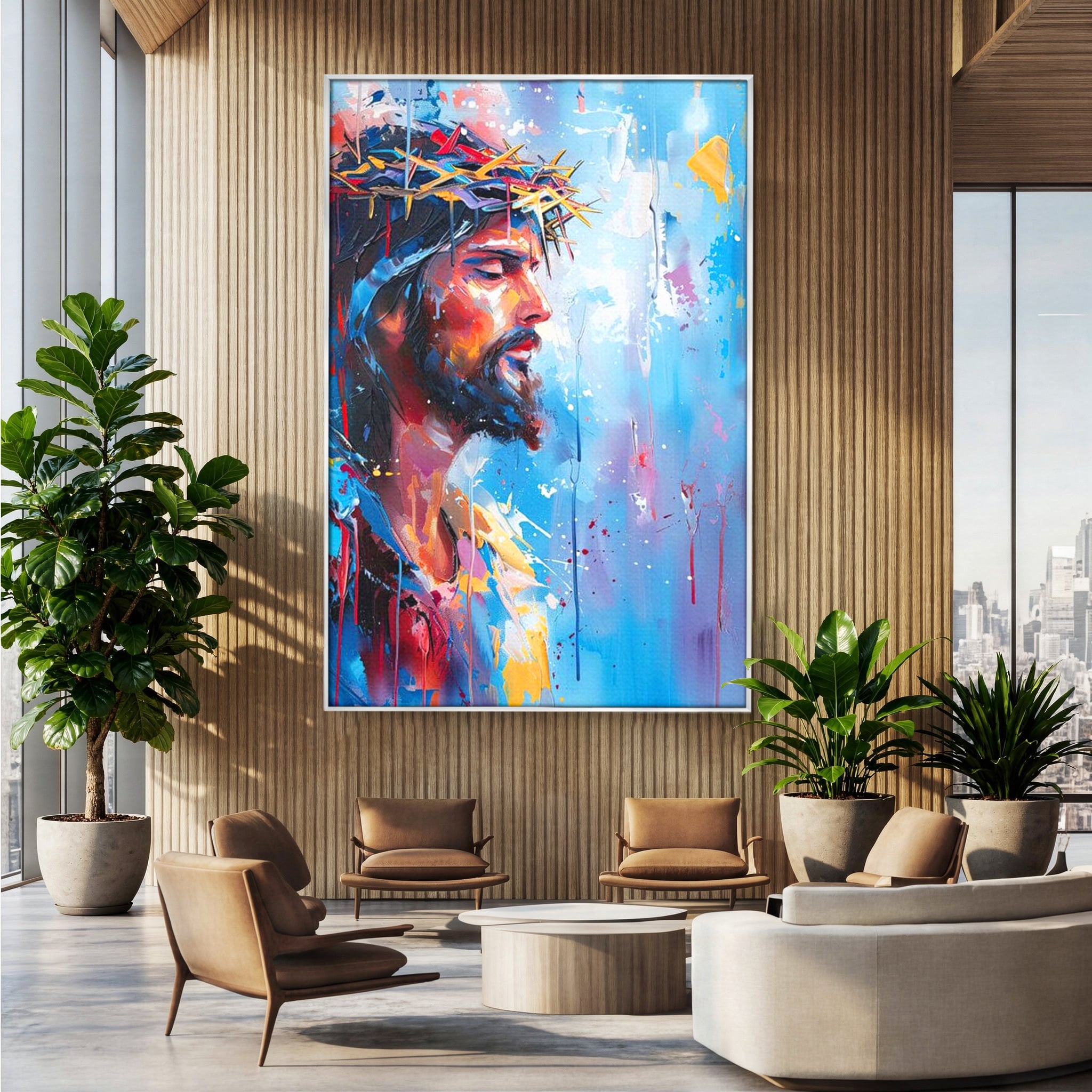 Tablou Canvas Premium LuxCanva® H1044, Reverie Sacra, Iisus, Credinta, Speranta, Mantuire, Har, Emotie, Coroana de Spini, Decor Crestin, Arta Religioasa, Living, Dormitor
