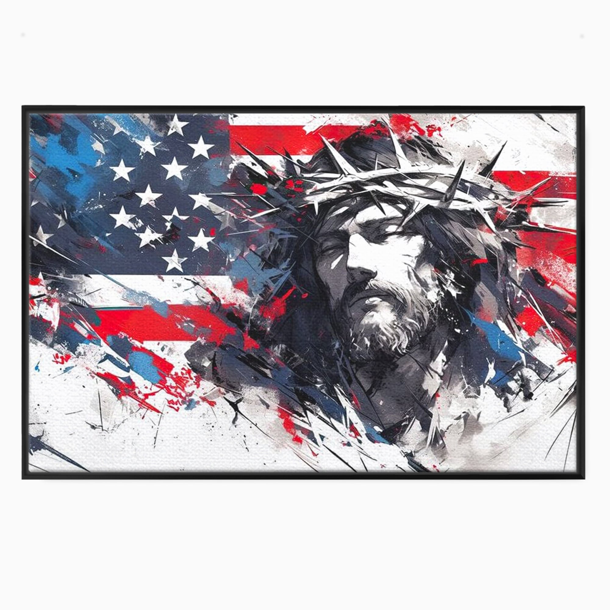 Tablou Canvas Premium LuxCanva® H1045, Credinta si Patrie, Patriotism, Drapel, Libertate, Coroana de Spini, Sacrificiu, Mantuire, Arta Religioasa, Living, Dormitor