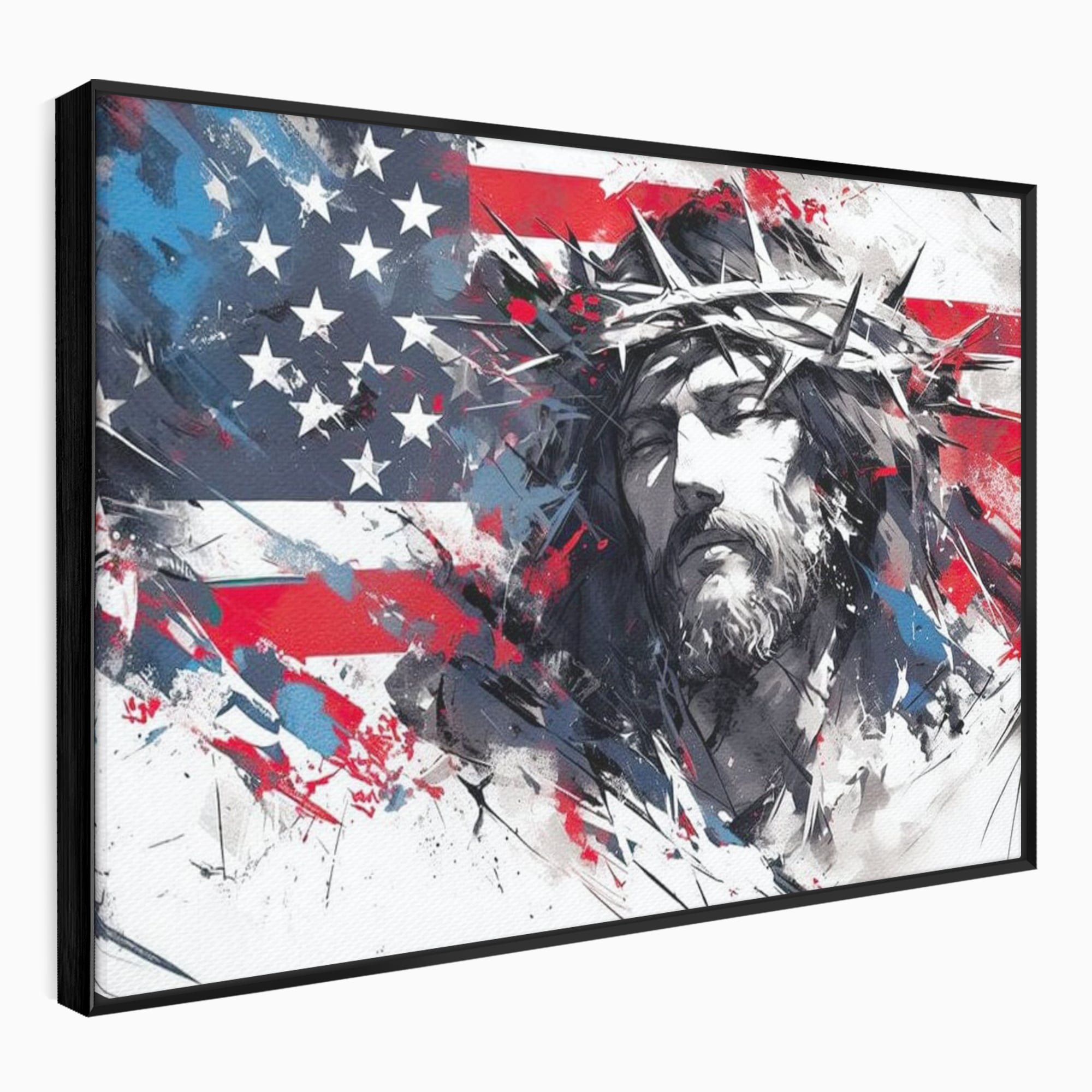 Tablou Canvas Premium LuxCanva® H1045, Credinta si Patrie, Patriotism, Drapel, Libertate, Coroana de Spini, Sacrificiu, Mantuire, Arta Religioasa, Living, Dormitor
