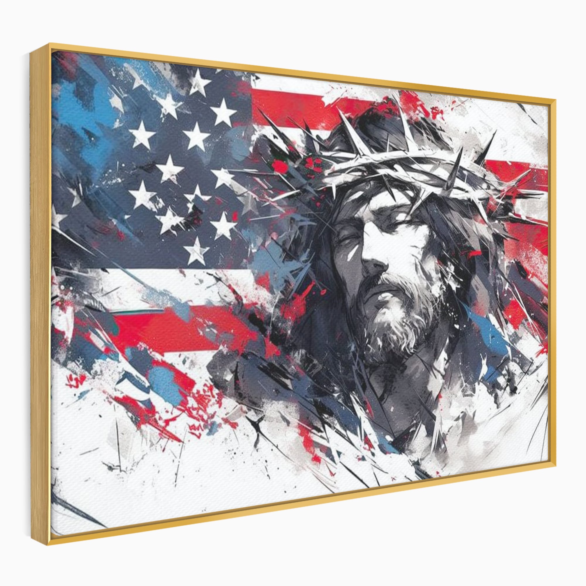 Tablou Canvas Premium LuxCanva® H1045, Credinta si Patrie, Patriotism, Drapel, Libertate, Coroana de Spini, Sacrificiu, Mantuire, Arta Religioasa, Living, Dormitor