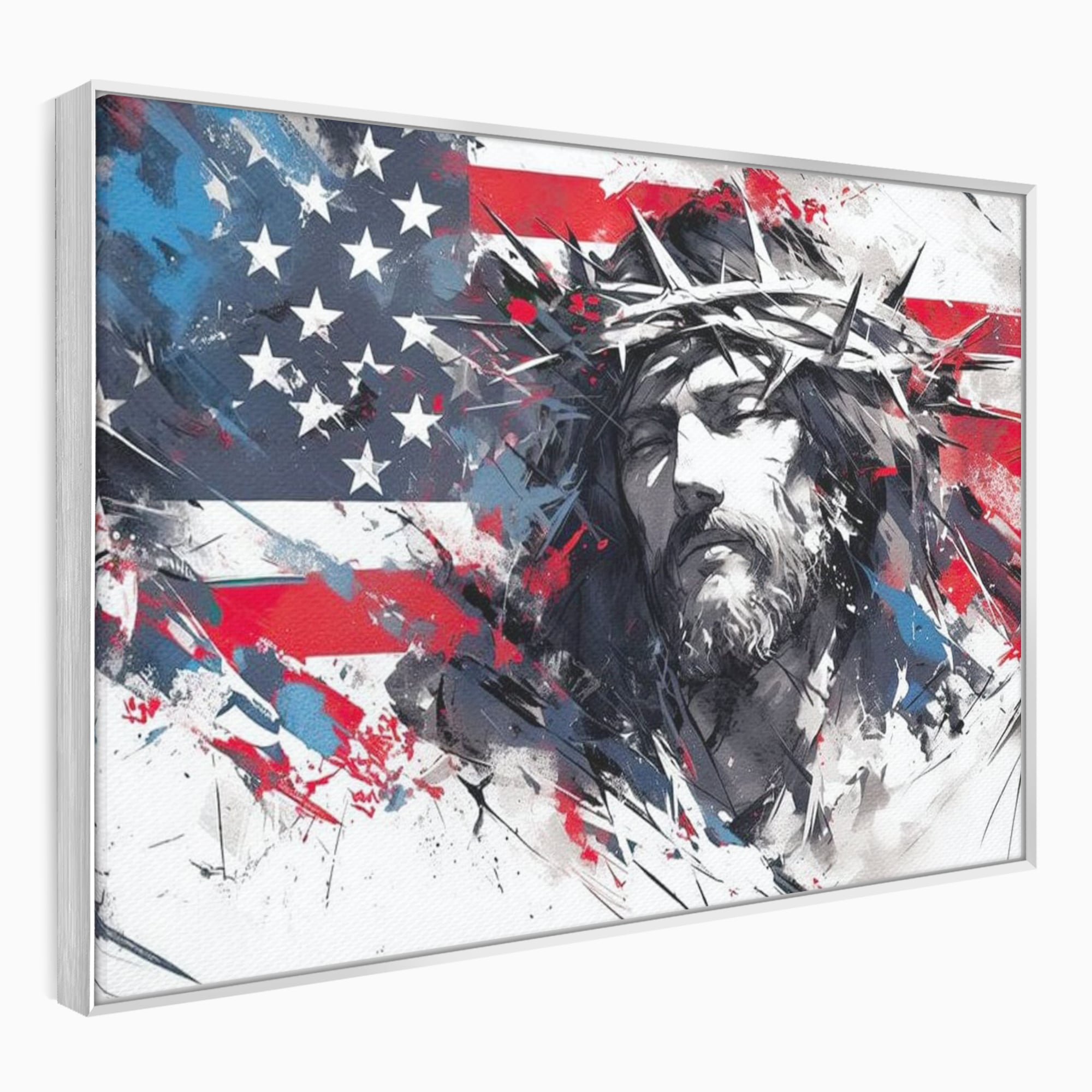 Tablou Canvas Premium LuxCanva® H1045, Credinta si Patrie, Patriotism, Drapel, Libertate, Coroana de Spini, Sacrificiu, Mantuire, Arta Religioasa, Living, Dormitor
