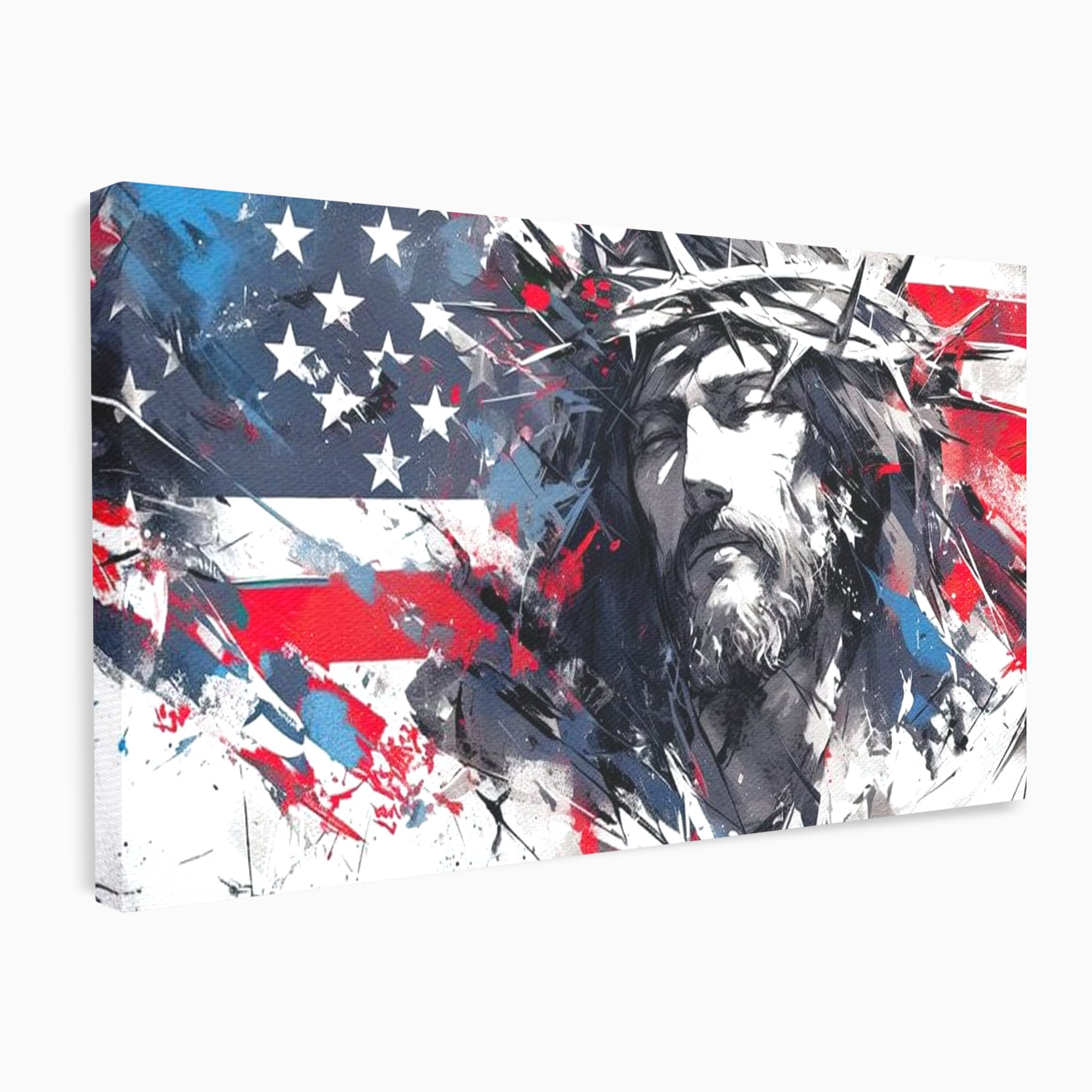 Tablou Canvas Premium LuxCanva® H1045, Credinta si Patrie, Patriotism, Drapel, Libertate, Coroana de Spini, Sacrificiu, Mantuire, Arta Religioasa, Living, Dormitor