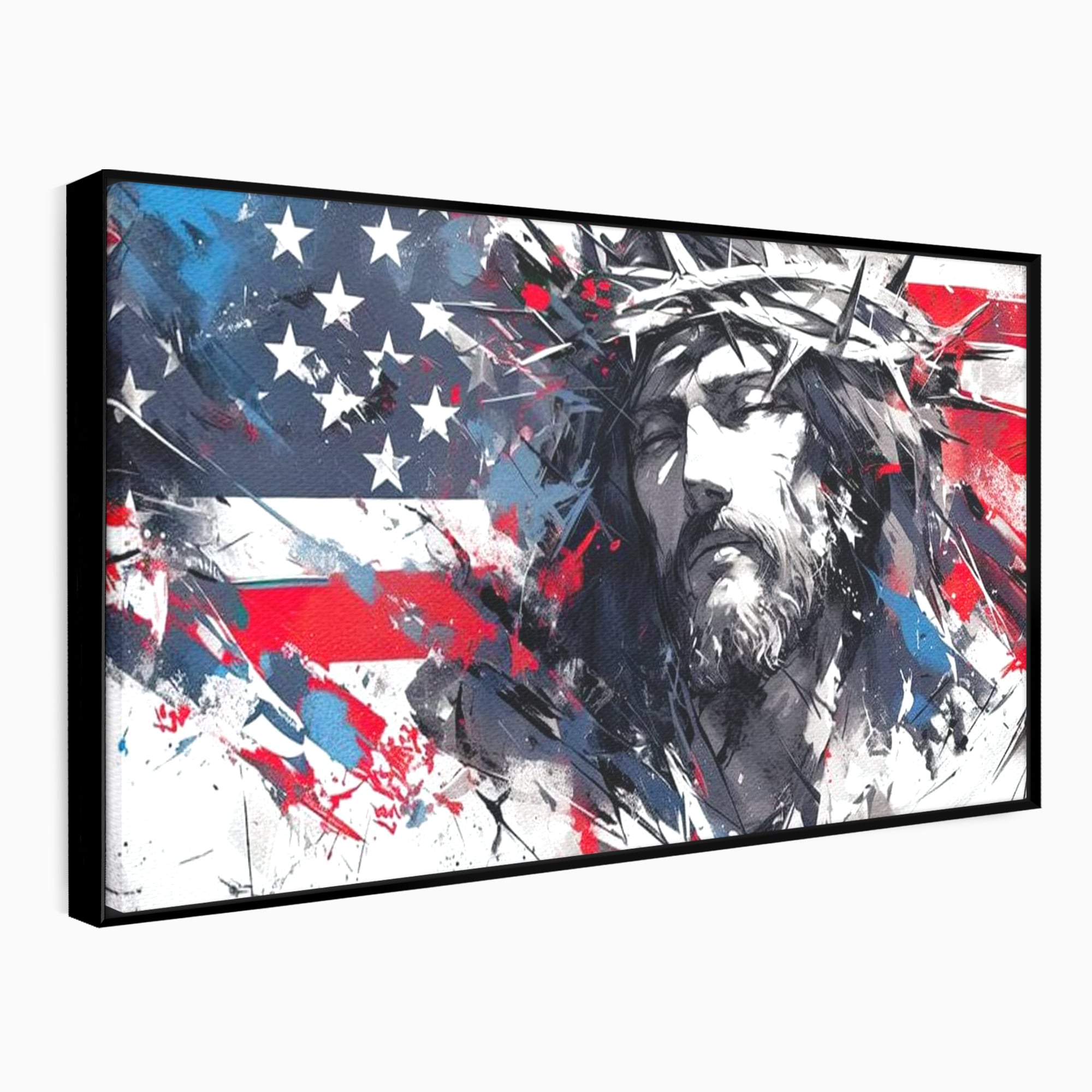 Tablou Canvas Premium LuxCanva® H1045, Credinta si Patrie, Patriotism, Drapel, Libertate, Coroana de Spini, Sacrificiu, Mantuire, Arta Religioasa, Living, Dormitor