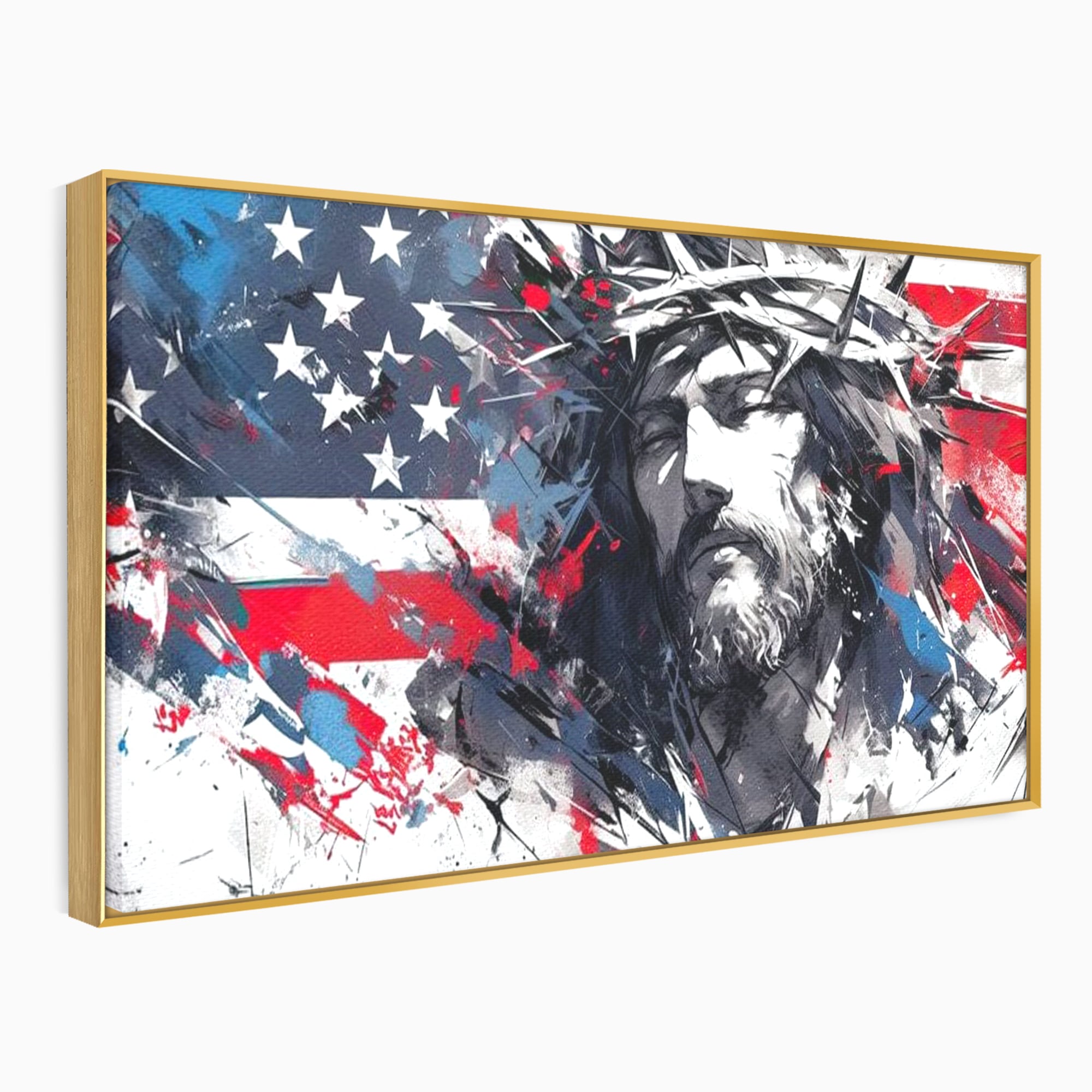 Tablou Canvas Premium LuxCanva® H1045, Credinta si Patrie, Patriotism, Drapel, Libertate, Coroana de Spini, Sacrificiu, Mantuire, Arta Religioasa, Living, Dormitor
