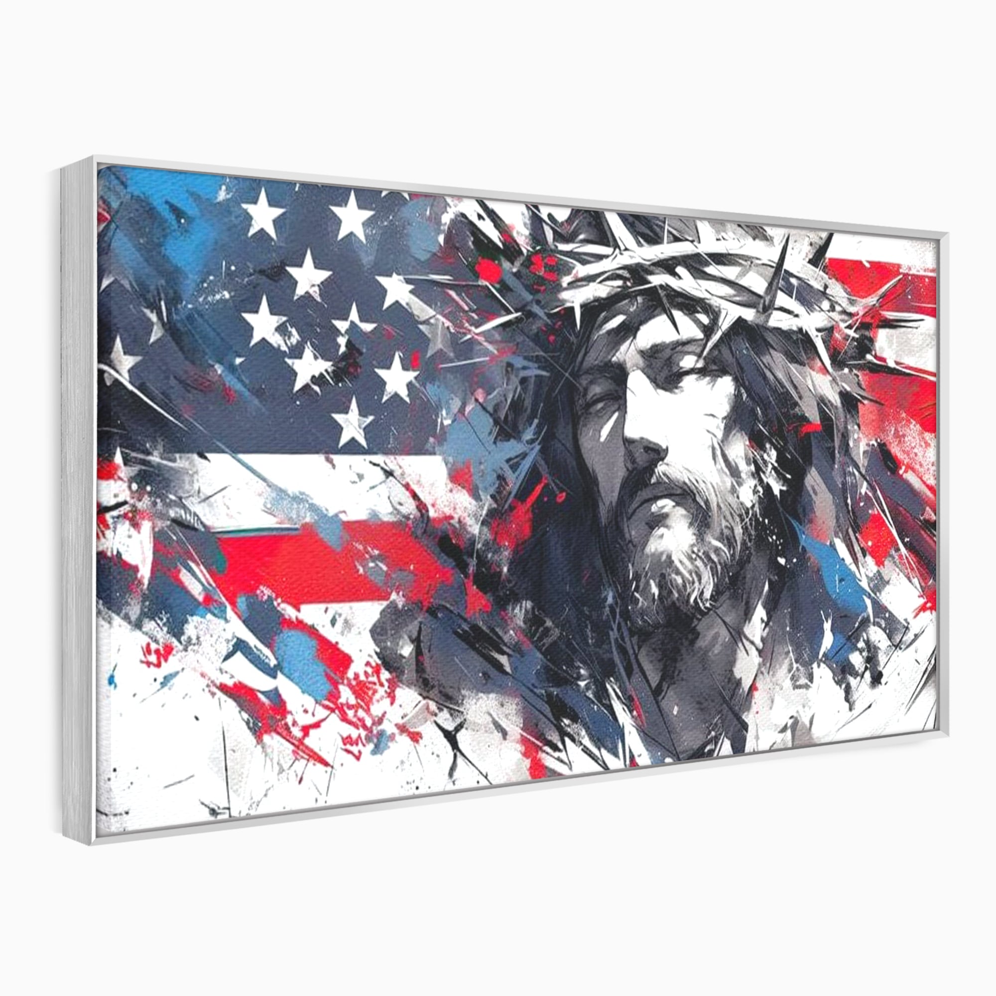 Tablou Canvas Premium LuxCanva® H1045, Credinta si Patrie, Patriotism, Drapel, Libertate, Coroana de Spini, Sacrificiu, Mantuire, Arta Religioasa, Living, Dormitor