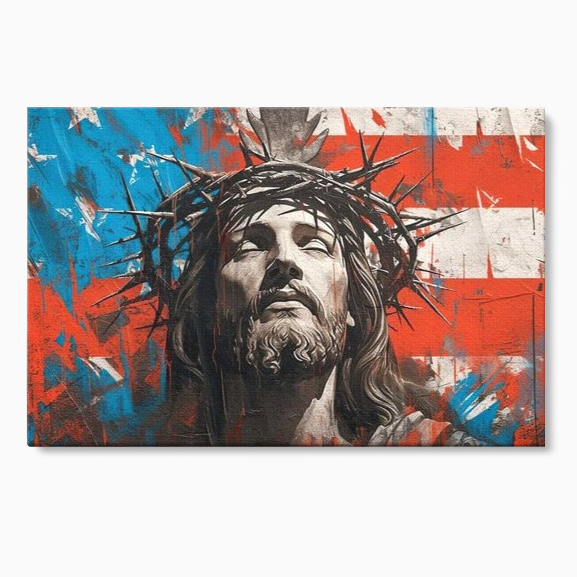 Tablou Canvas Premium LuxCanva® H1046, Sacrificiu si Natiune, Patriotism, Drapel, Libertate, Coroana de Spini, Sacrificiu, Mantuire, Arta Religioasa, Living, Dormitor
