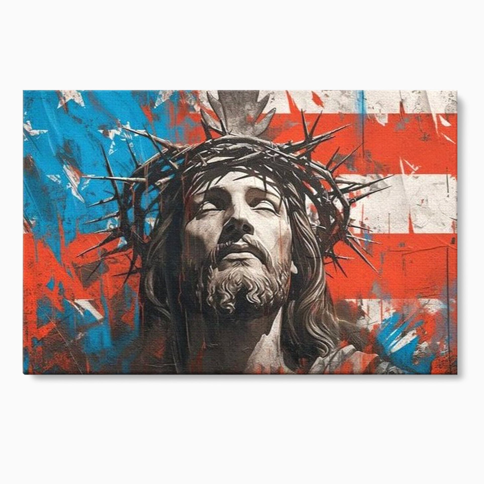 Tablou Canvas Premium LuxCanva® H1046, Sacrificiu si Natiune, Patriotism, Drapel, Libertate, Coroana de Spini, Sacrificiu, Mantuire, Arta Religioasa, Living, Dormitor