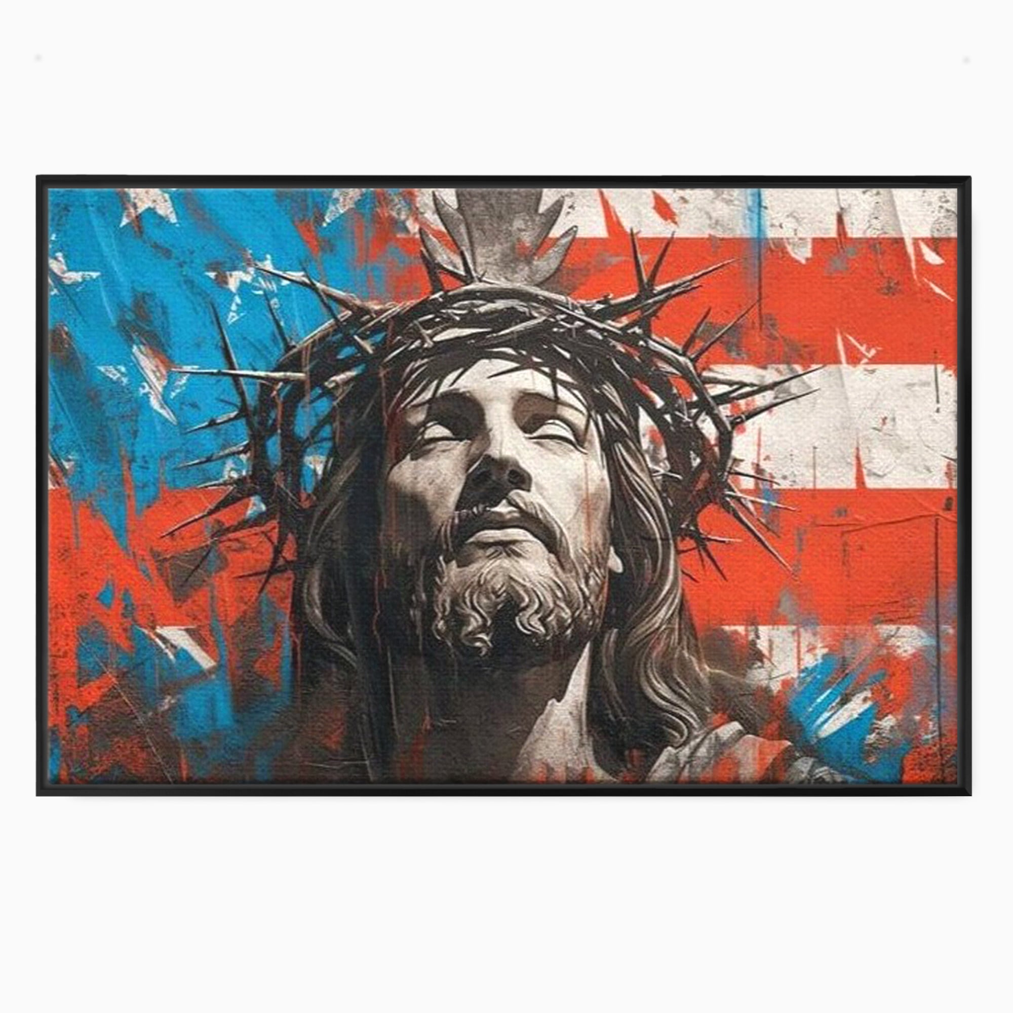 Tablou Canvas Premium LuxCanva® H1046, Sacrificiu si Natiune, Patriotism, Drapel, Libertate, Coroana de Spini, Sacrificiu, Mantuire, Arta Religioasa, Living, Dormitor