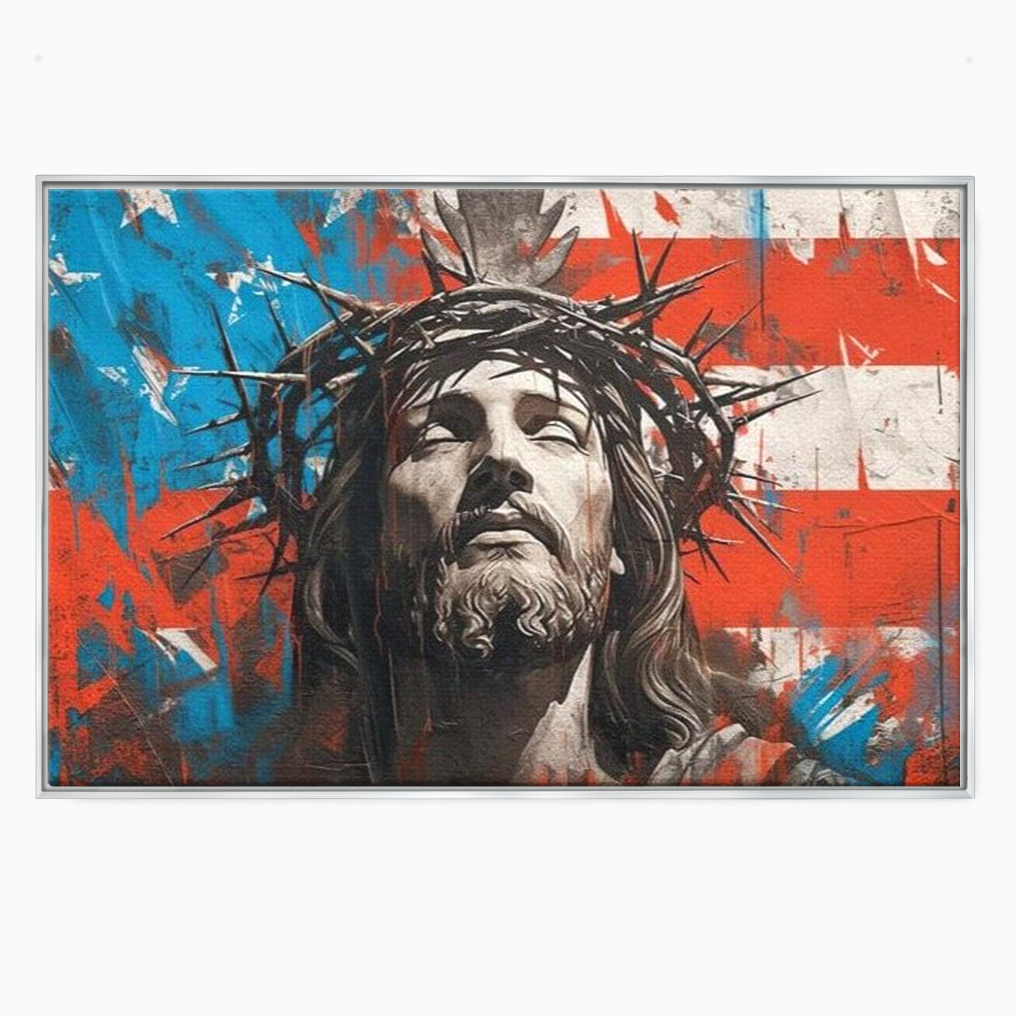 Tablou Canvas Premium LuxCanva® H1046, Sacrificiu si Natiune, Patriotism, Drapel, Libertate, Coroana de Spini, Sacrificiu, Mantuire, Arta Religioasa, Living, Dormitor