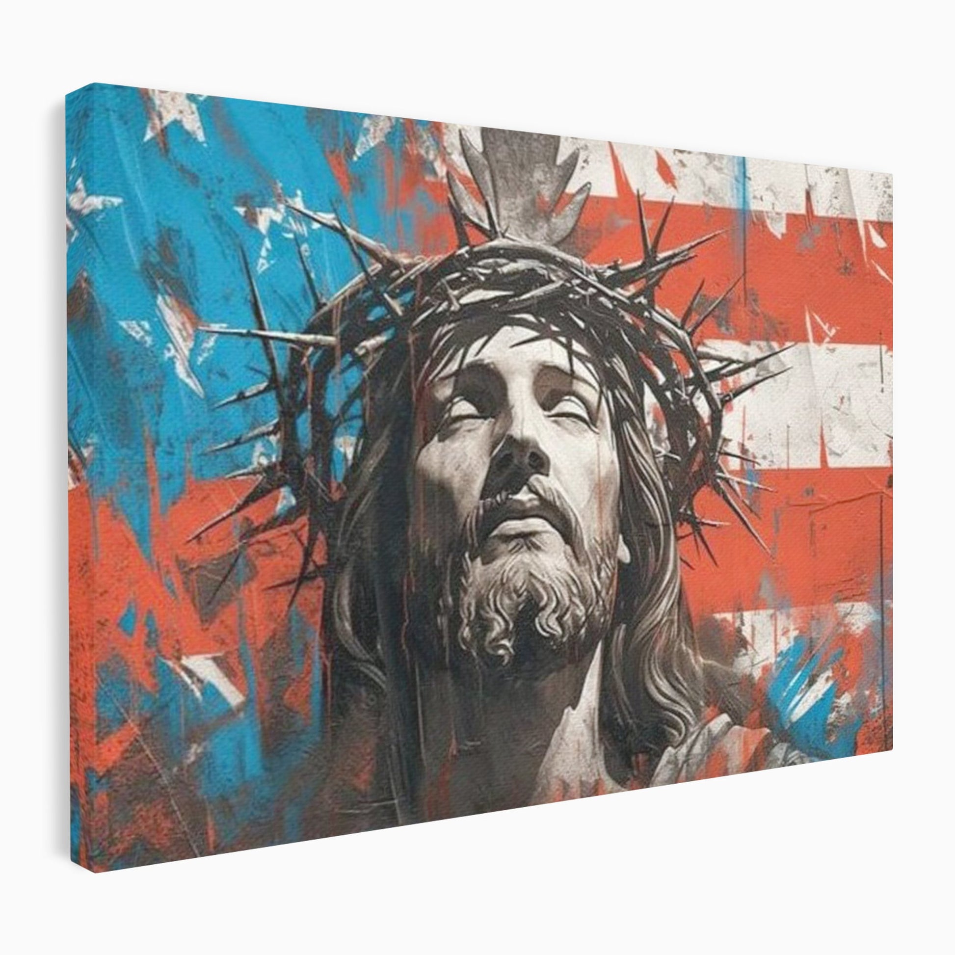 Tablou Canvas Premium LuxCanva® H1046, Sacrificiu si Natiune, Patriotism, Drapel, Libertate, Coroana de Spini, Sacrificiu, Mantuire, Arta Religioasa, Living, Dormitor