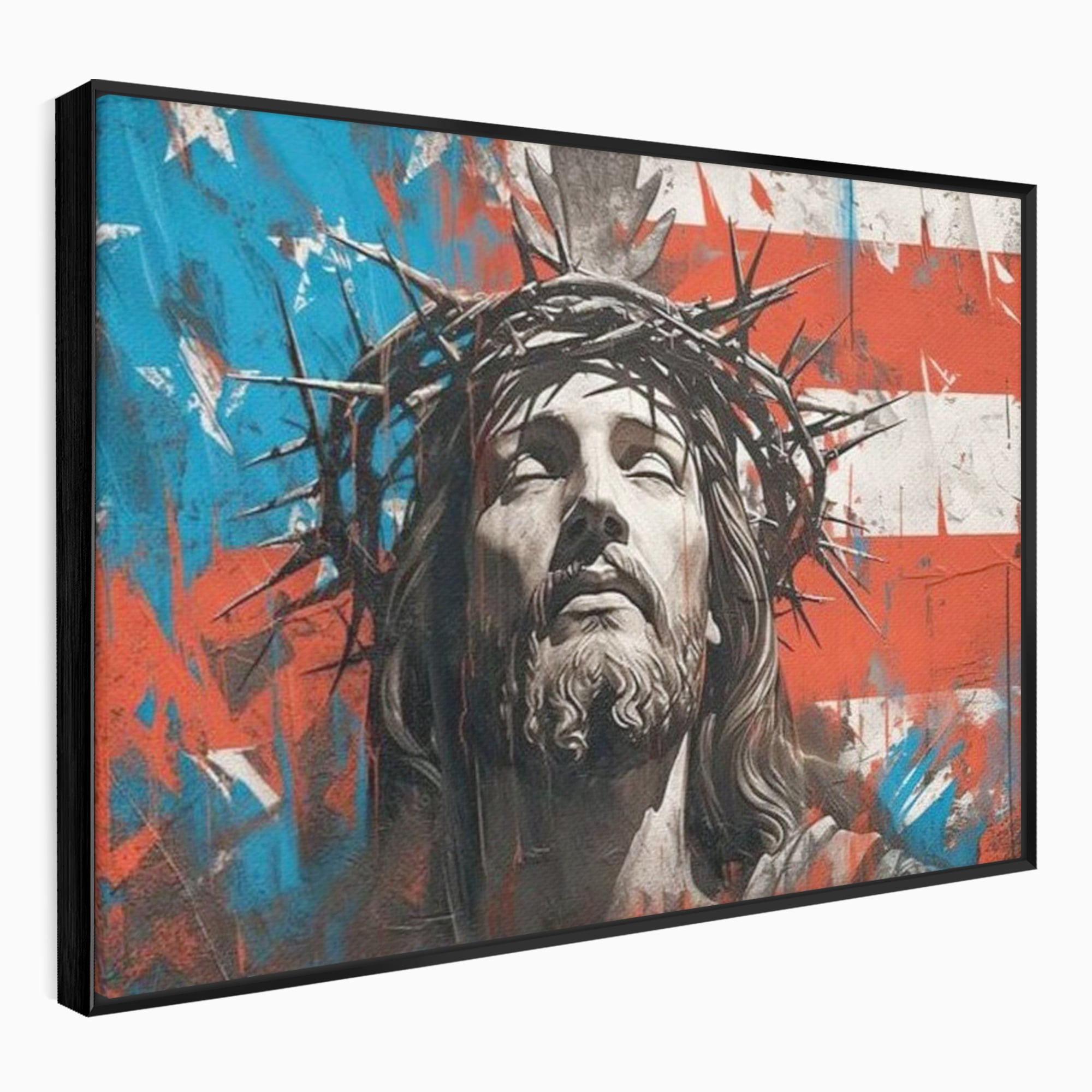 Tablou Canvas Premium LuxCanva® H1046, Sacrificiu si Natiune, Patriotism, Drapel, Libertate, Coroana de Spini, Sacrificiu, Mantuire, Arta Religioasa, Living, Dormitor