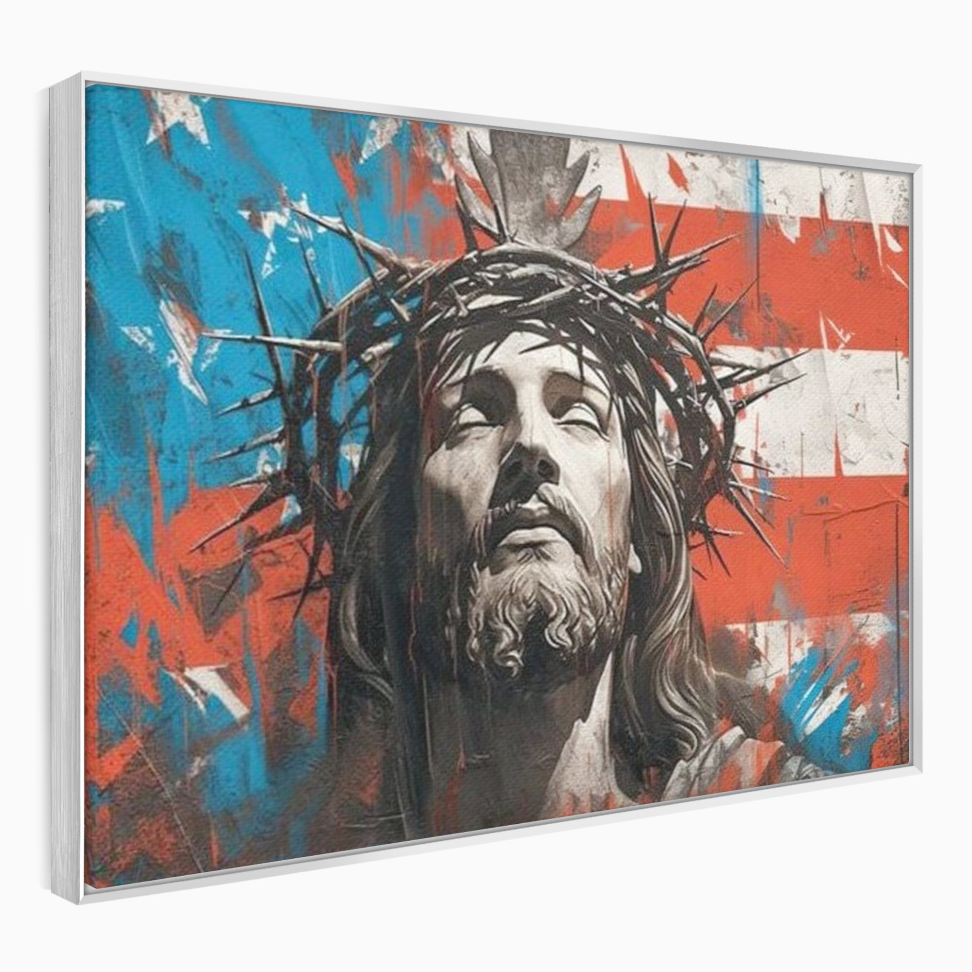 Tablou Canvas Premium LuxCanva® H1046, Sacrificiu si Natiune, Patriotism, Drapel, Libertate, Coroana de Spini, Sacrificiu, Mantuire, Arta Religioasa, Living, Dormitor