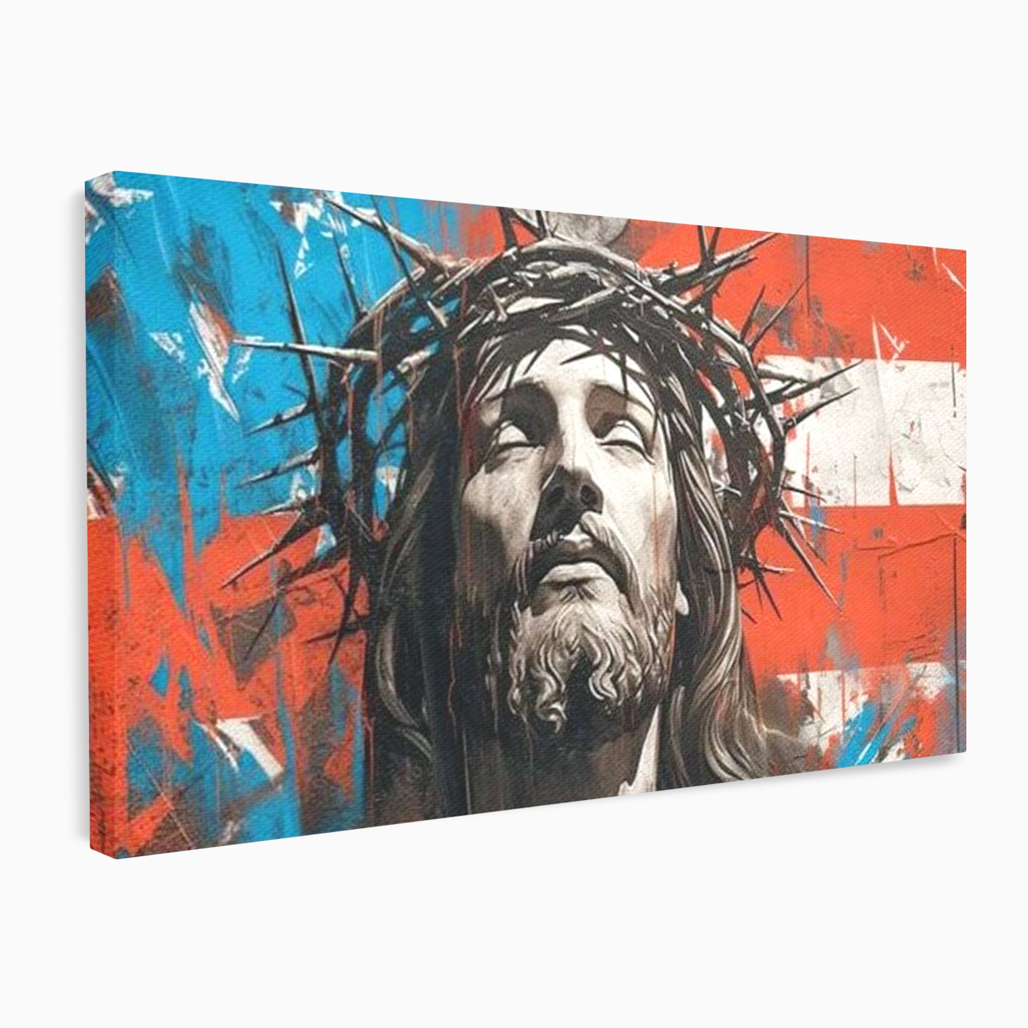 Tablou Canvas Premium LuxCanva® H1046, Sacrificiu si Natiune, Patriotism, Drapel, Libertate, Coroana de Spini, Sacrificiu, Mantuire, Arta Religioasa, Living, Dormitor