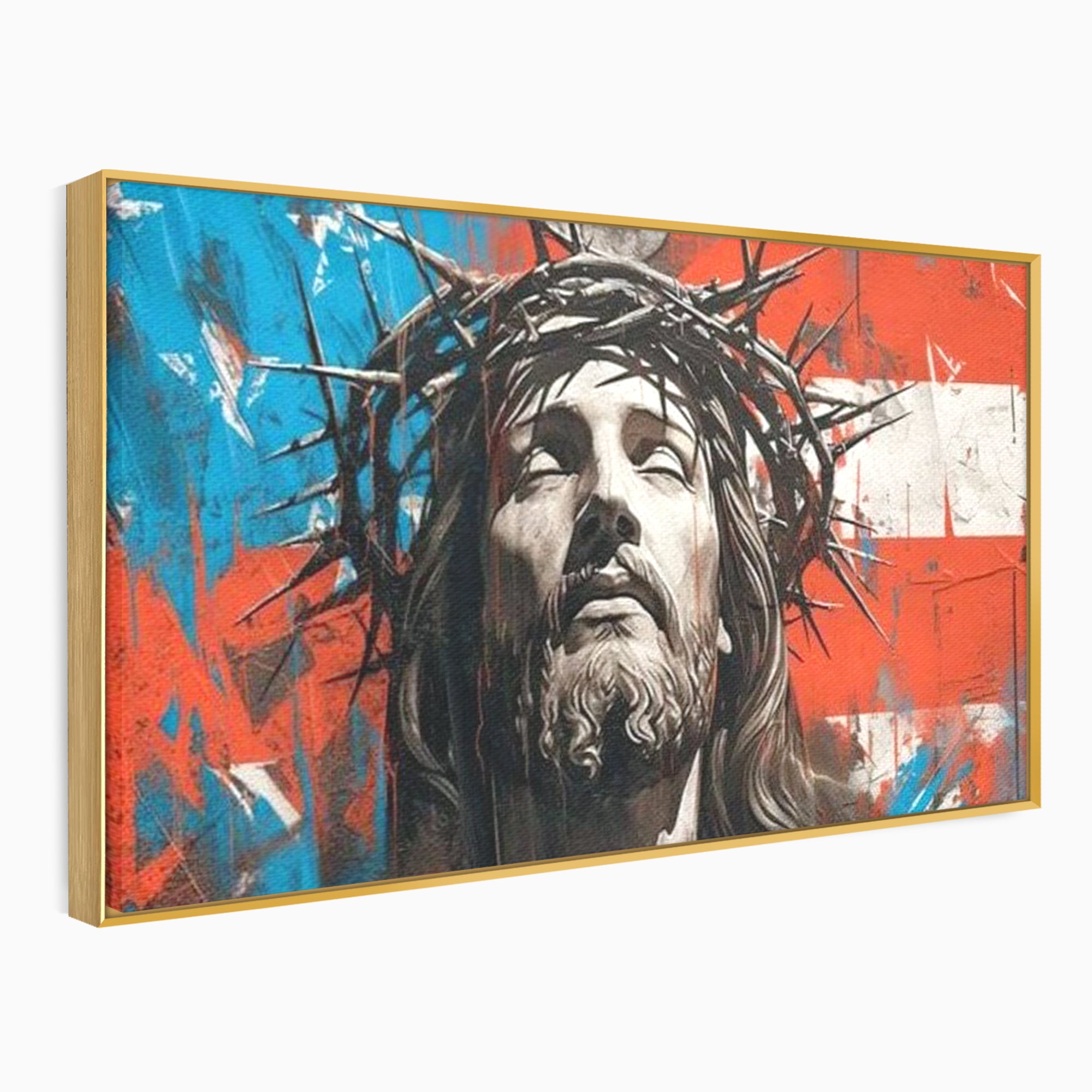 Tablou Canvas Premium LuxCanva® H1046, Sacrificiu si Natiune, Patriotism, Drapel, Libertate, Coroana de Spini, Sacrificiu, Mantuire, Arta Religioasa, Living, Dormitor
