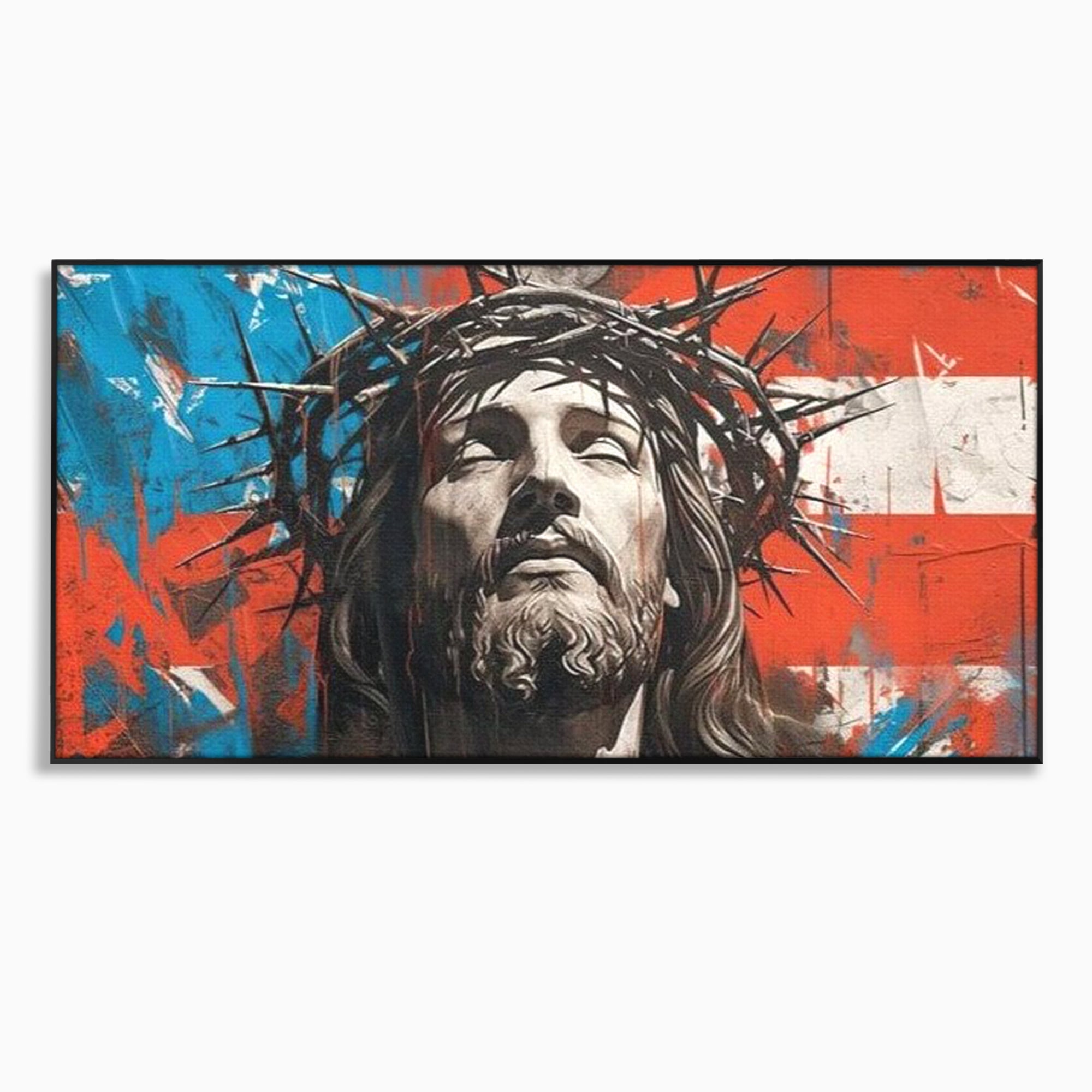 Tablou Canvas Premium LuxCanva® H1046, Sacrificiu si Natiune, Patriotism, Drapel, Libertate, Coroana de Spini, Sacrificiu, Mantuire, Arta Religioasa, Living, Dormitor