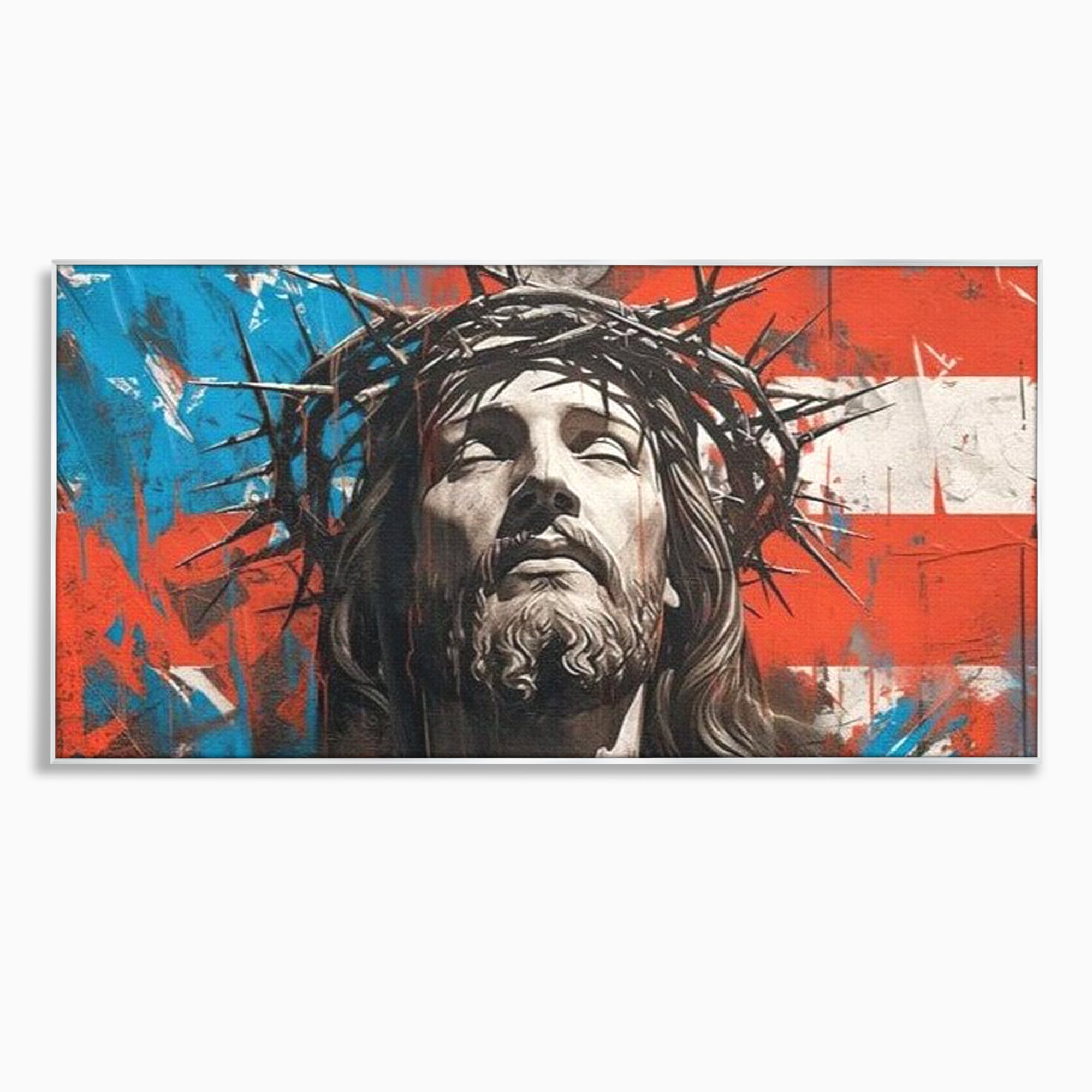 Tablou Canvas Premium LuxCanva® H1046, Sacrificiu si Natiune, Patriotism, Drapel, Libertate, Coroana de Spini, Sacrificiu, Mantuire, Arta Religioasa, Living, Dormitor