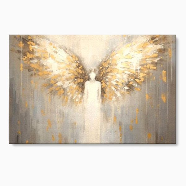 Tablou Canvas Premium LuxCanva® H1047, Gardian Ceresc, Inger, Aripi, Silueta, Spiritualitate, Credinta, Har, Blandete, Fragilitate, Pace, Arta Religioasa, Living, Dormitor