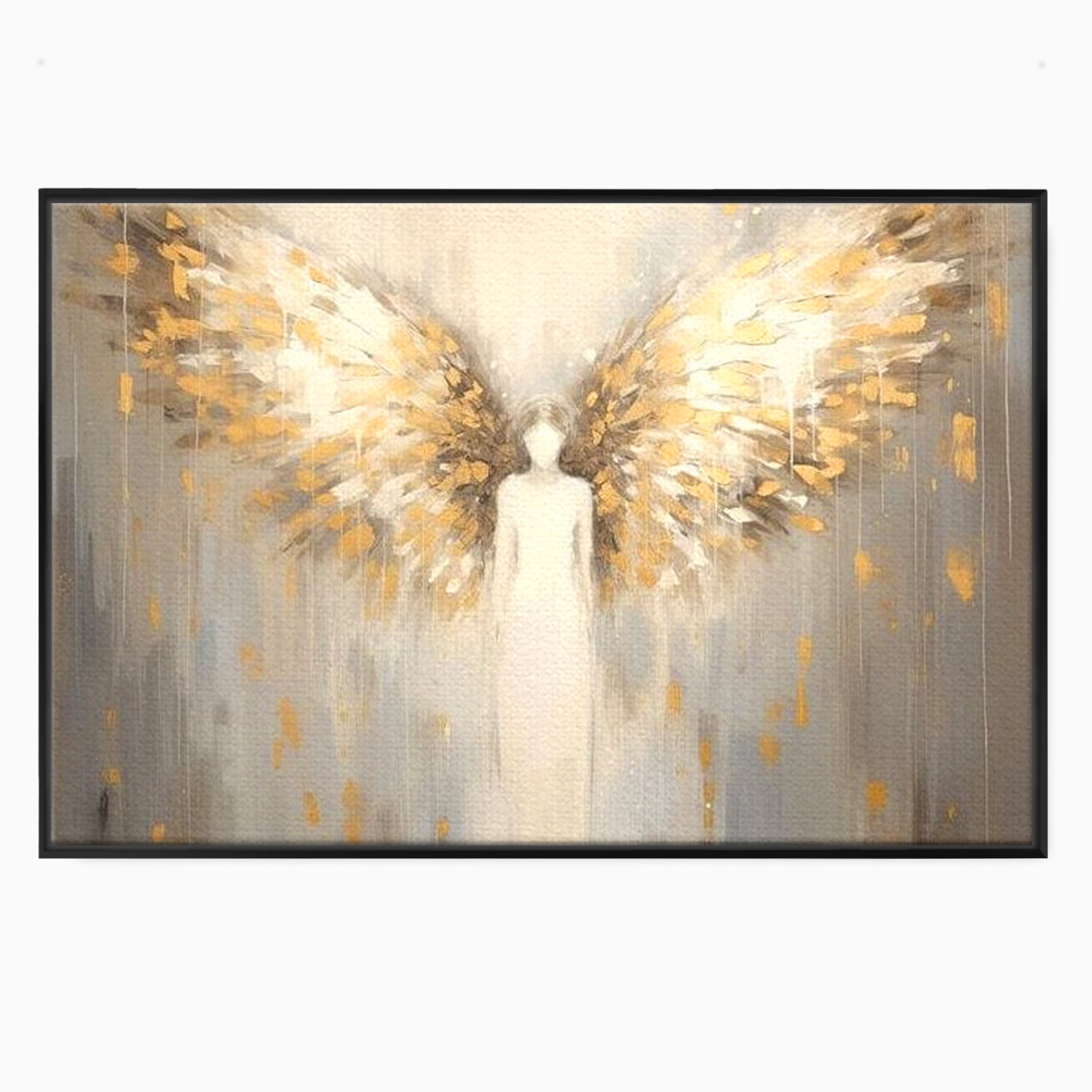 Tablou Canvas Premium LuxCanva® H1047, Gardian Ceresc, Inger, Aripi, Silueta, Spiritualitate, Credinta, Har, Blandete, Fragilitate, Pace, Arta Religioasa, Living, Dormitor