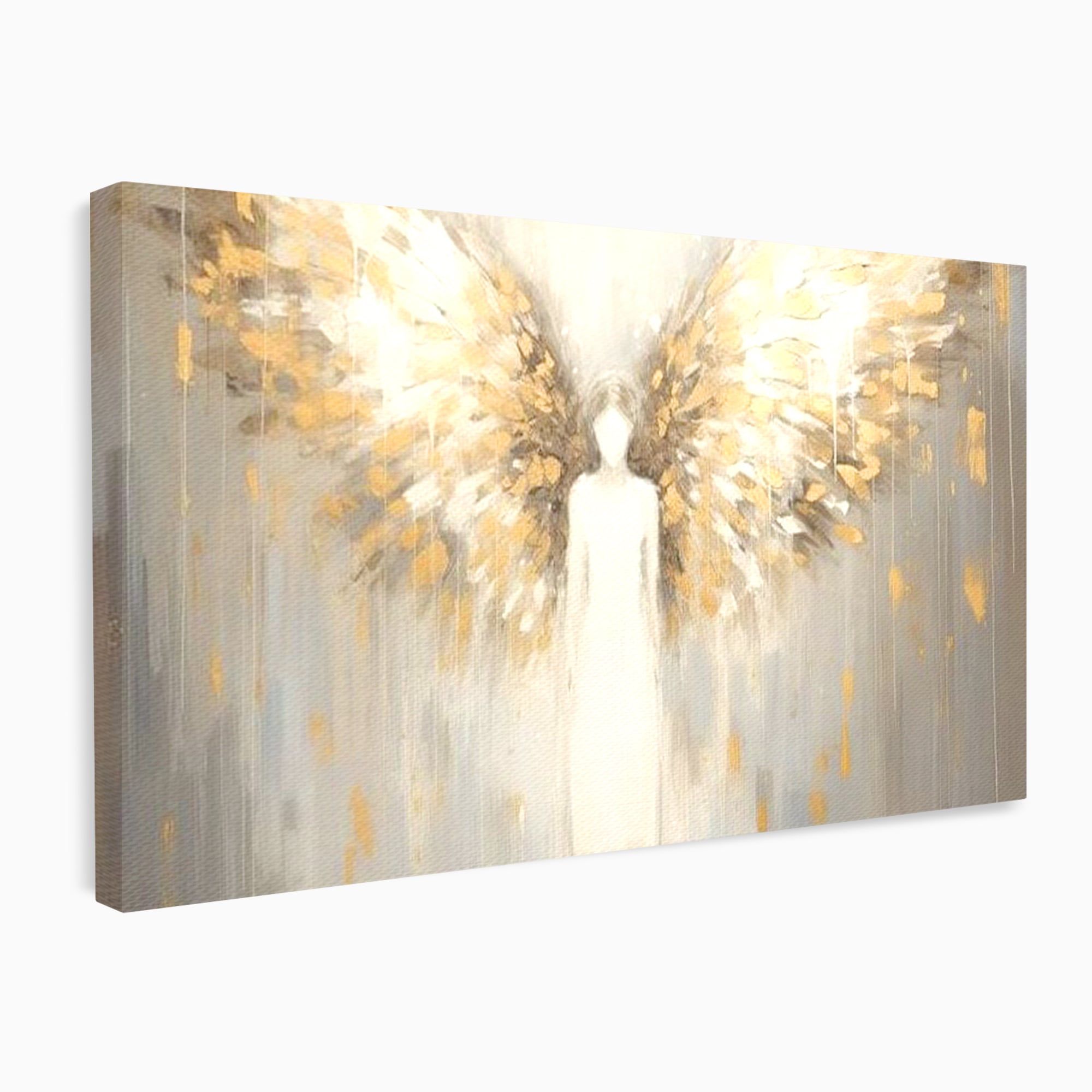 Tablou Canvas Premium LuxCanva® H1047, Gardian Ceresc, Inger, Aripi, Silueta, Spiritualitate, Credinta, Har, Blandete, Fragilitate, Pace, Arta Religioasa, Living, Dormitor