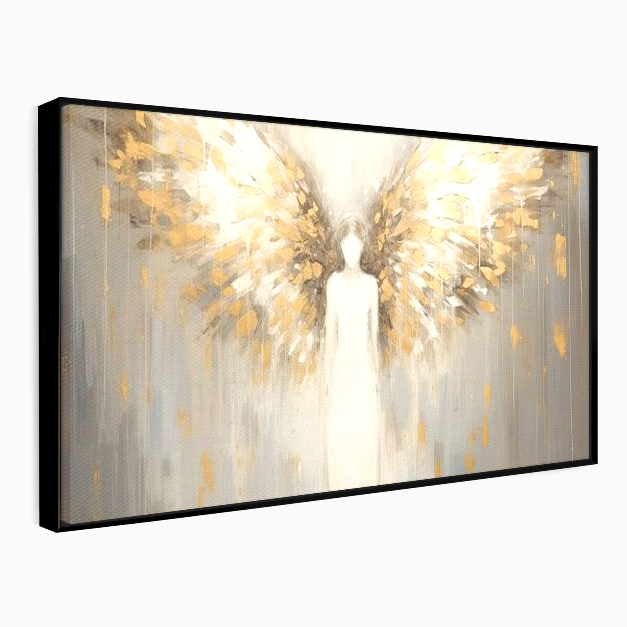 Tablou Canvas Premium LuxCanva® H1047, Gardian Ceresc, Inger, Aripi, Silueta, Spiritualitate, Credinta, Har, Blandete, Fragilitate, Pace, Arta Religioasa, Living, Dormitor