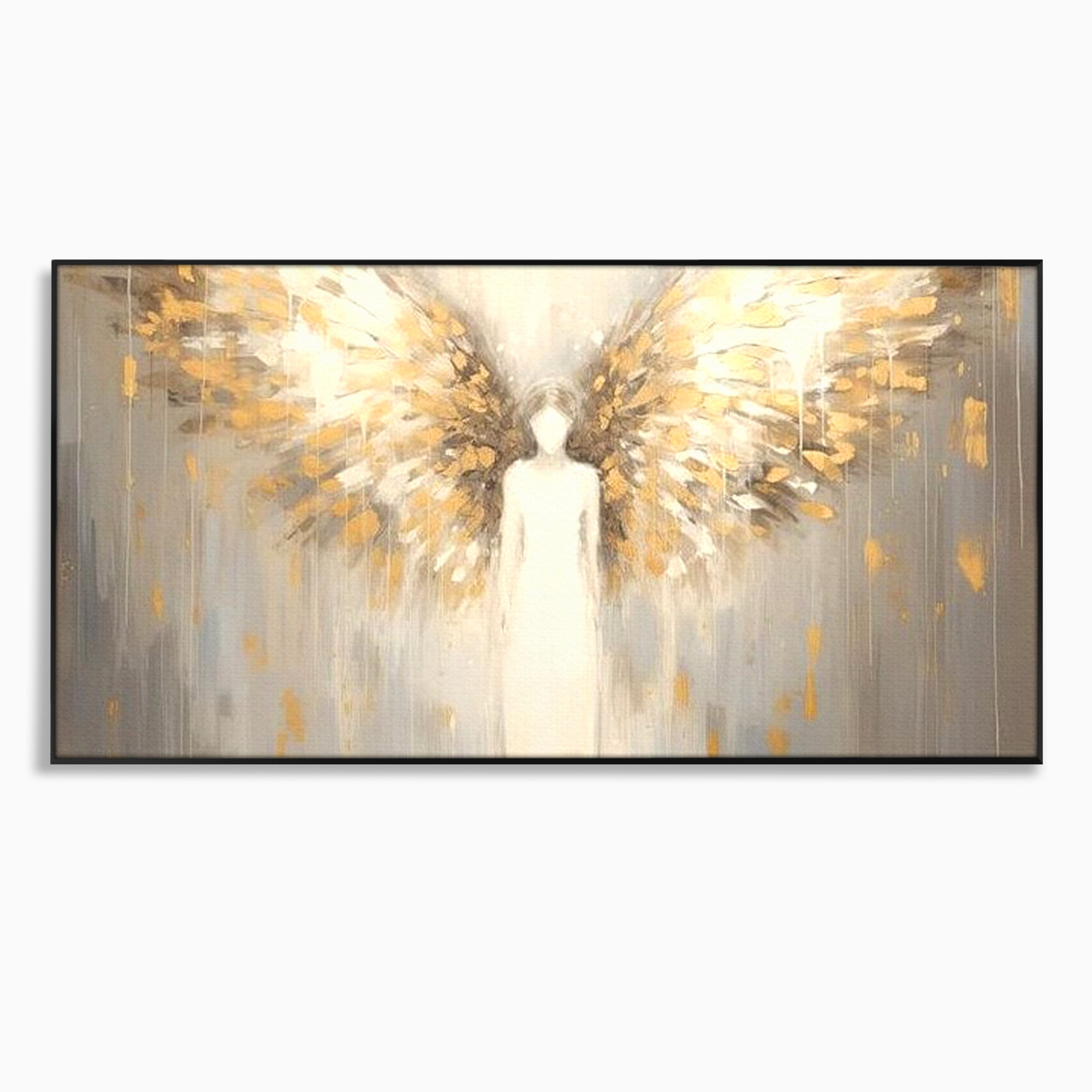 Tablou Canvas Premium LuxCanva® H1047, Gardian Ceresc, Inger, Aripi, Silueta, Spiritualitate, Credinta, Har, Blandete, Fragilitate, Pace, Arta Religioasa, Living, Dormitor