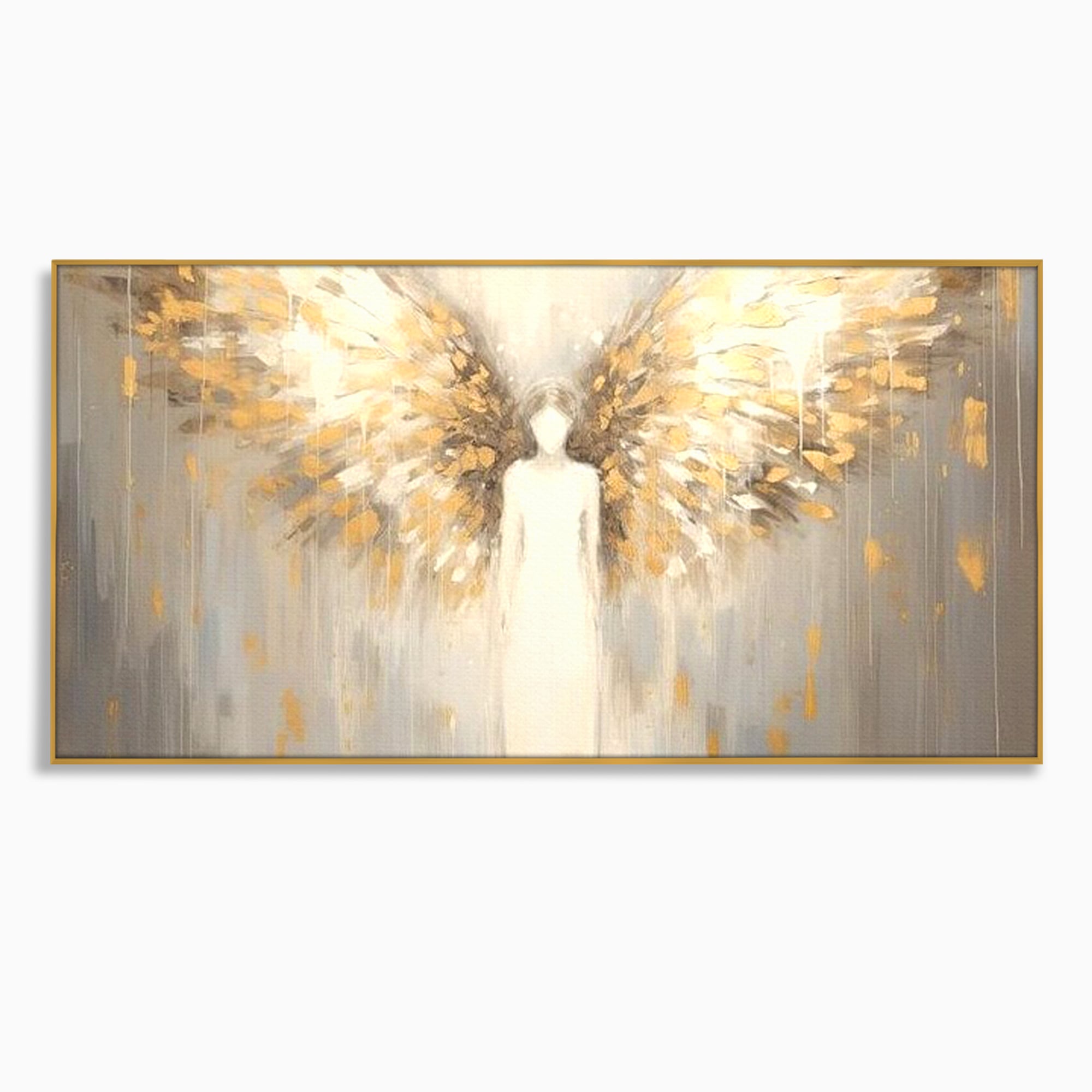 Tablou Canvas Premium LuxCanva® H1047, Gardian Ceresc, Inger, Aripi, Silueta, Spiritualitate, Credinta, Har, Blandete, Fragilitate, Pace, Arta Religioasa, Living, Dormitor