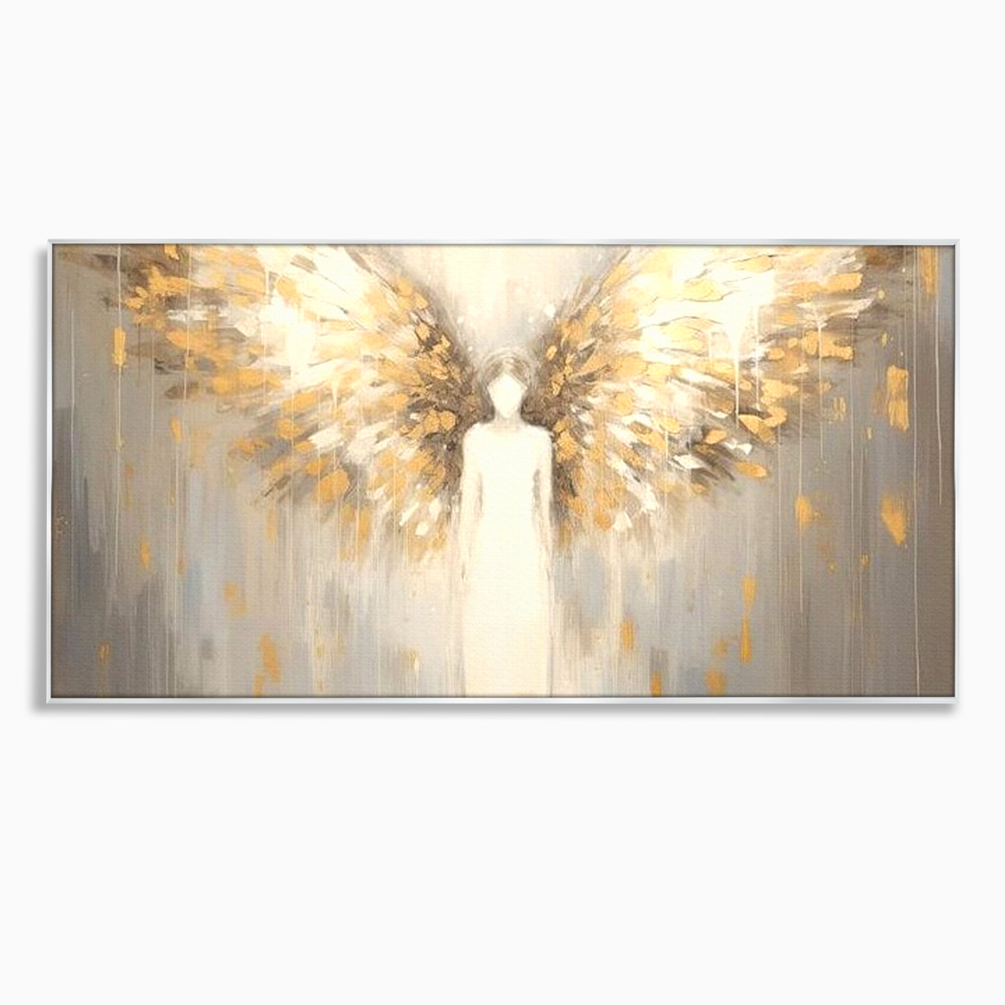 Tablou Canvas Premium LuxCanva® H1047, Gardian Ceresc, Inger, Aripi, Silueta, Spiritualitate, Credinta, Har, Blandete, Fragilitate, Pace, Arta Religioasa, Living, Dormitor