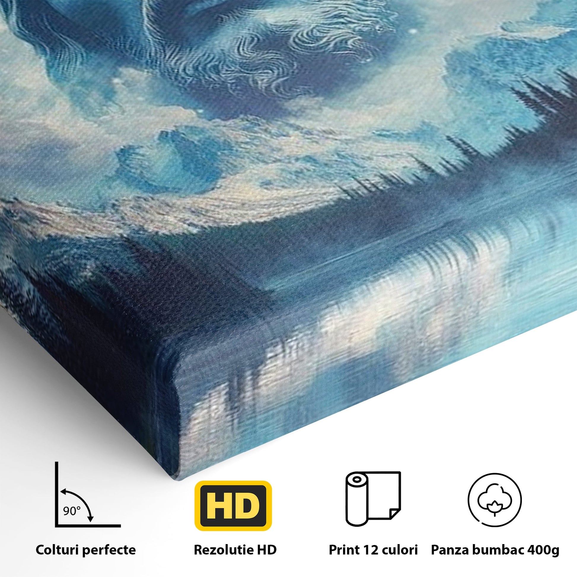 Tablou Canvas Premium LuxCanva® H1048, Intre Cer si Pamant, Iisus, Nori, Munti, Apa, Sacrificiu, Mantuire, Credinta, Har, Spiritualitate, Arta Religioasa, Living, Dormitor