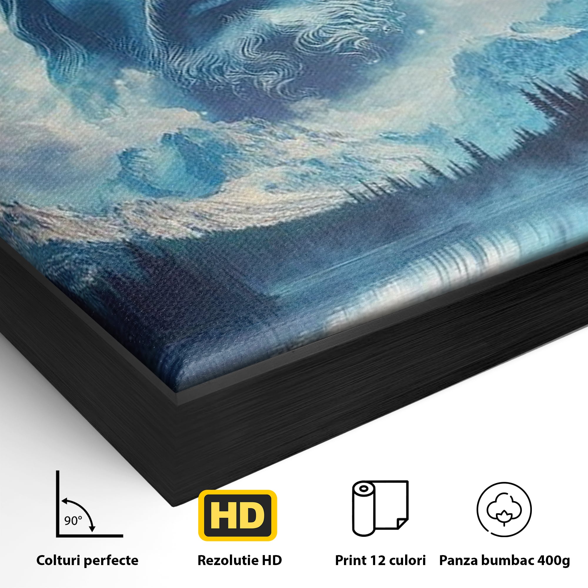 Tablou Canvas Premium LuxCanva® H1048, Intre Cer si Pamant, Iisus, Nori, Munti, Apa, Sacrificiu, Mantuire, Credinta, Har, Spiritualitate, Arta Religioasa, Living, Dormitor