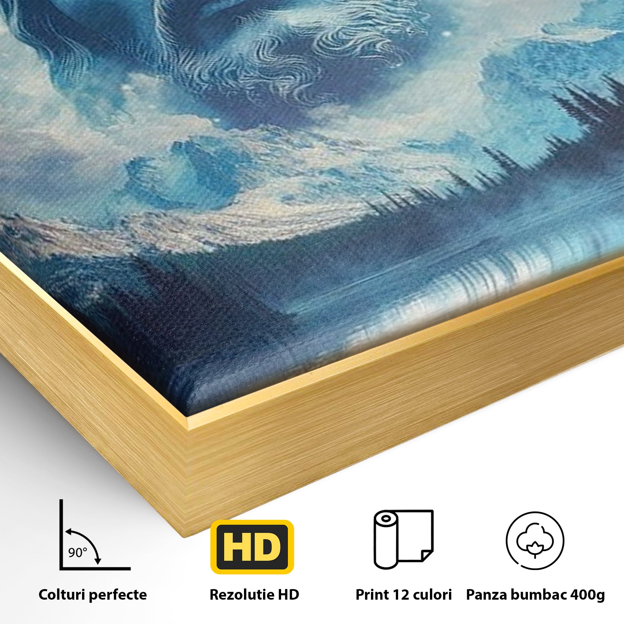 Tablou Canvas Premium LuxCanva® H1048, Intre Cer si Pamant, Iisus, Nori, Munti, Apa, Sacrificiu, Mantuire, Credinta, Har, Spiritualitate, Arta Religioasa, Living, Dormitor