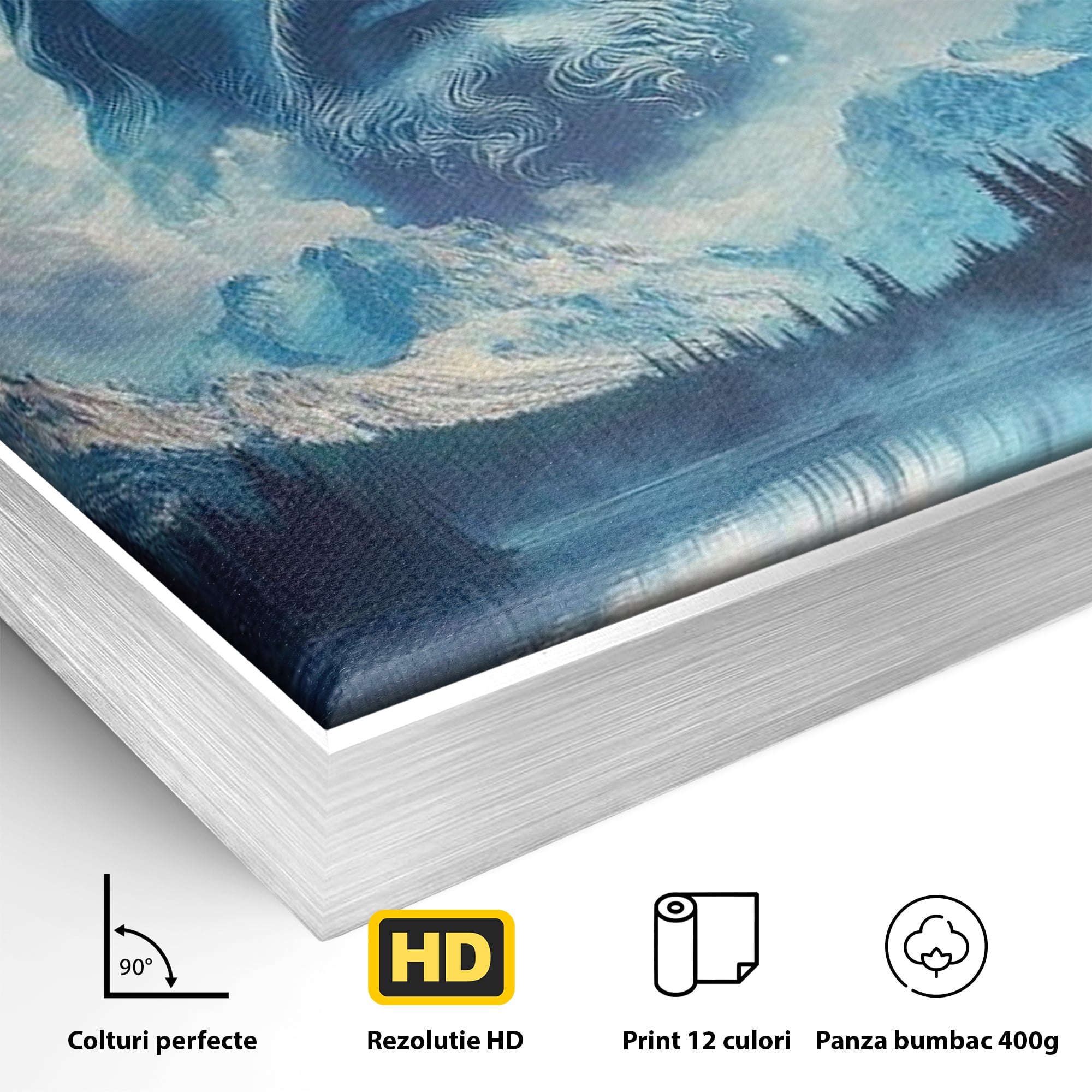 Tablou Canvas Premium LuxCanva® H1048, Intre Cer si Pamant, Iisus, Nori, Munti, Apa, Sacrificiu, Mantuire, Credinta, Har, Spiritualitate, Arta Religioasa, Living, Dormitor