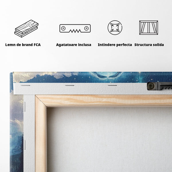 Tablou Canvas Premium LuxCanva® H1048, Intre Cer si Pamant, Iisus, Nori, Munti, Apa, Sacrificiu, Mantuire, Credinta, Har, Spiritualitate, Arta Religioasa, Living, Dormitor