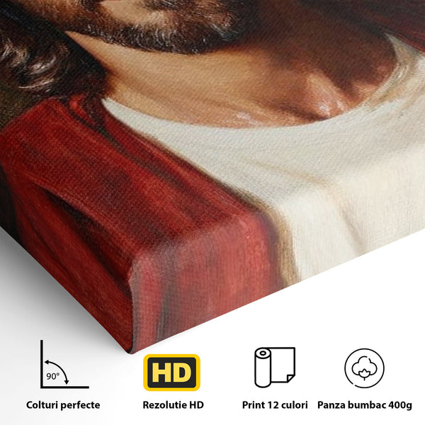 Tablou Canvas Premium LuxCanva® H1049, Portretul lui Iisus, Iisus, Chip, Credinta, Speranta, Mantuire, Sacrificiu, Spiritualitate, Har, Arta Religioasa, Living, Dormitor