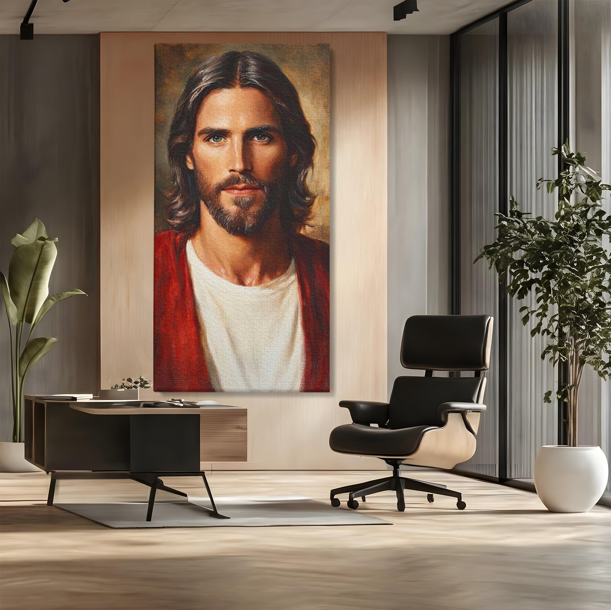 Tablou Canvas Premium LuxCanva® H1049, Portretul lui Iisus, Iisus, Chip, Credinta, Speranta, Mantuire, Sacrificiu, Spiritualitate, Har, Arta Religioasa, Living, Dormitor