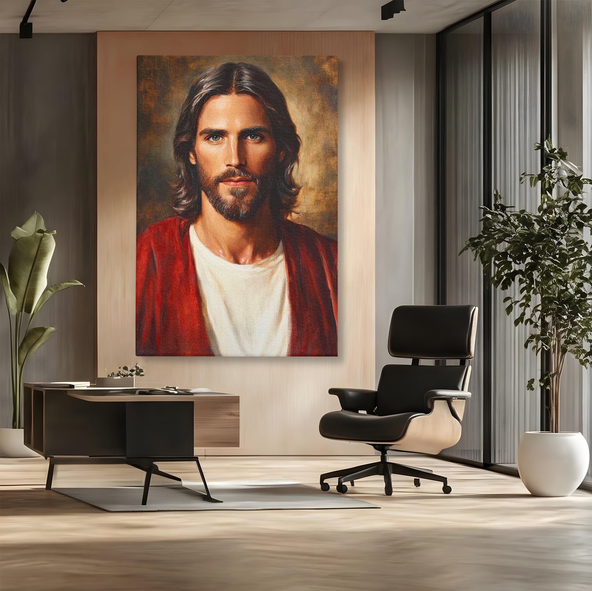 Tablou Canvas Premium LuxCanva® H1049, Portretul lui Iisus, Iisus, Chip, Credinta, Speranta, Mantuire, Sacrificiu, Spiritualitate, Har, Arta Religioasa, Living, Dormitor