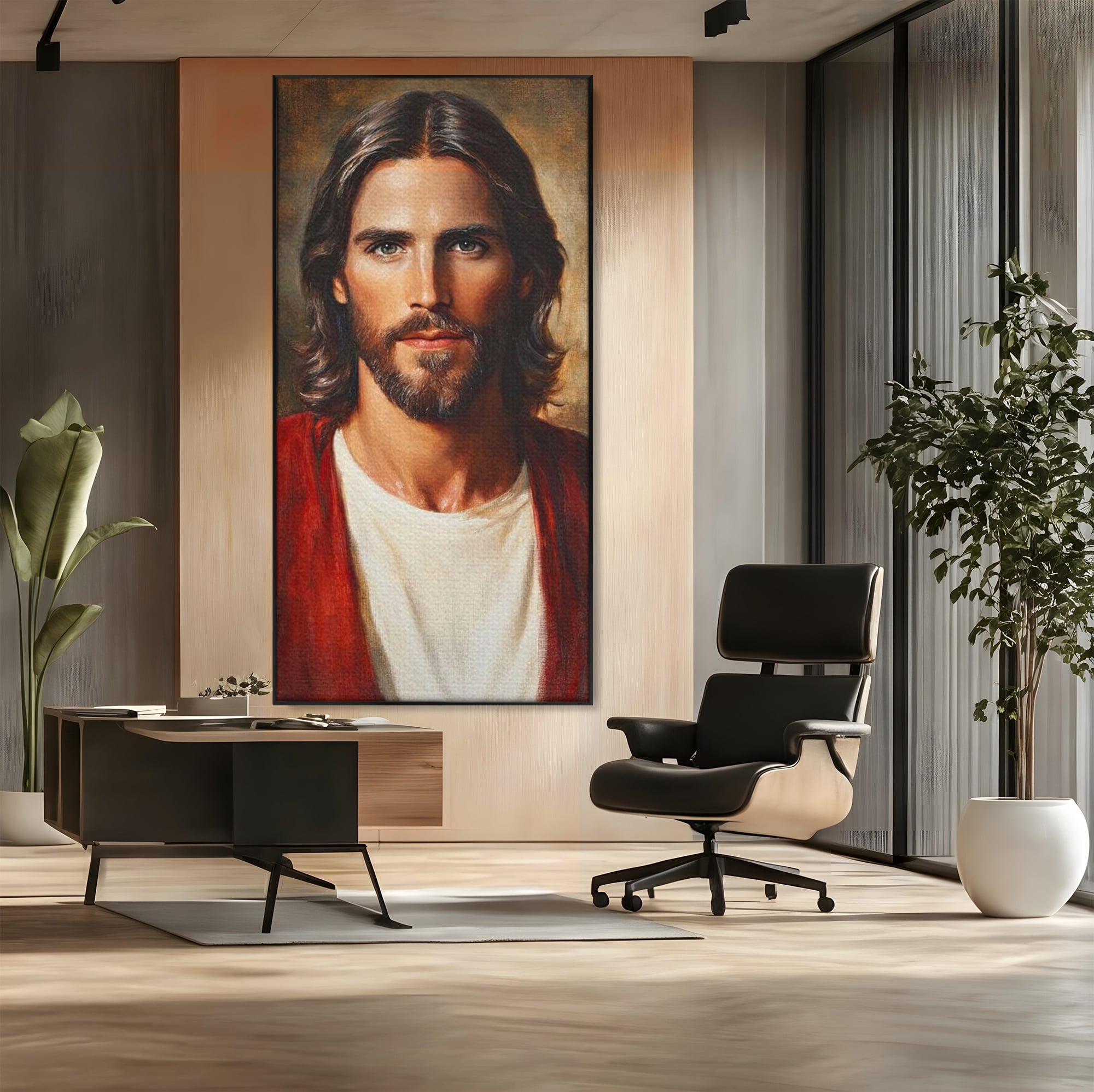 Tablou Canvas Premium LuxCanva® H1049, Portretul lui Iisus, Iisus, Chip, Credinta, Speranta, Mantuire, Sacrificiu, Spiritualitate, Har, Arta Religioasa, Living, Dormitor