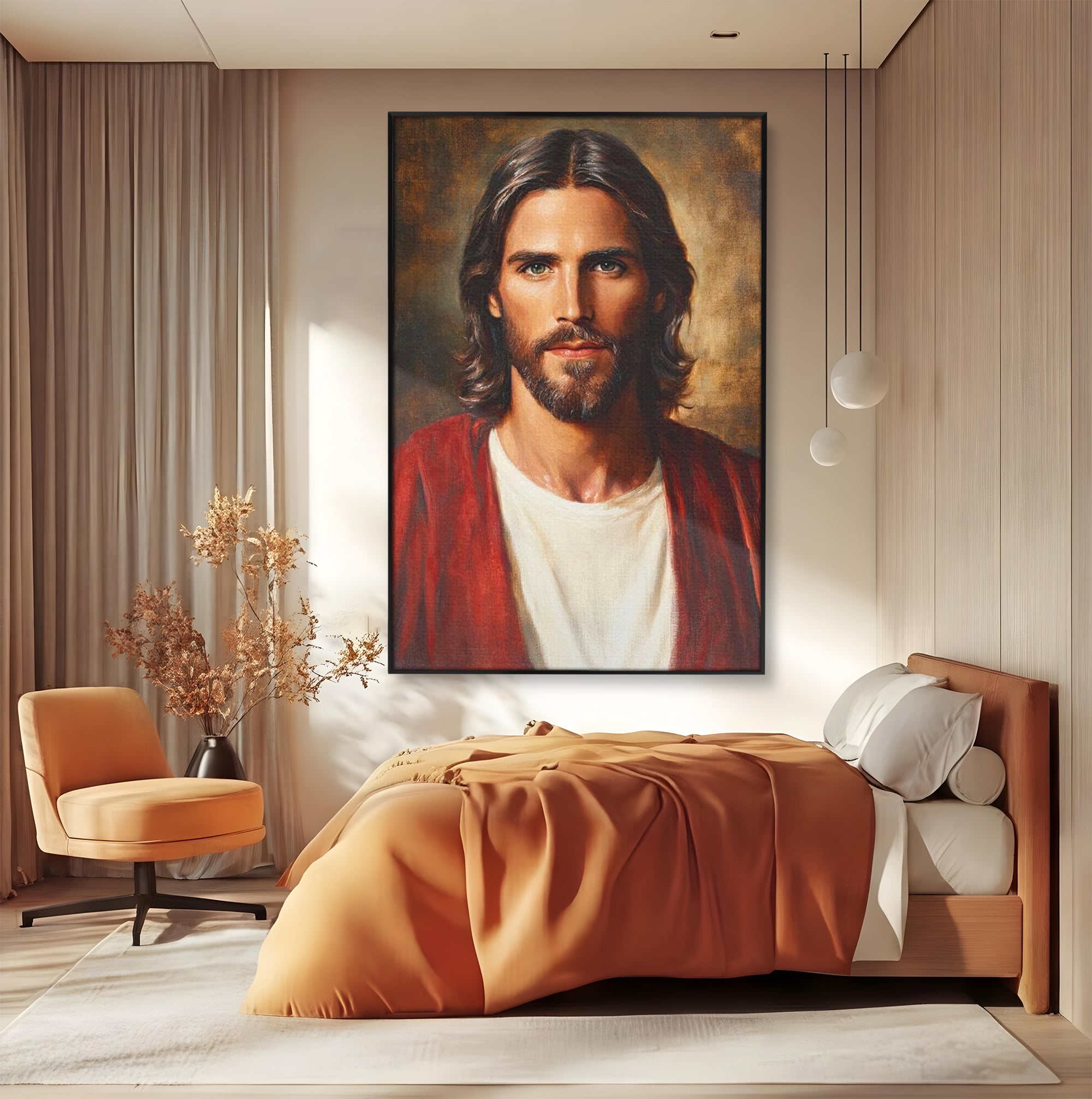 Tablou Canvas Premium LuxCanva® H1049, Portretul lui Iisus, Iisus, Chip, Credinta, Speranta, Mantuire, Sacrificiu, Spiritualitate, Har, Arta Religioasa, Living, Dormitor