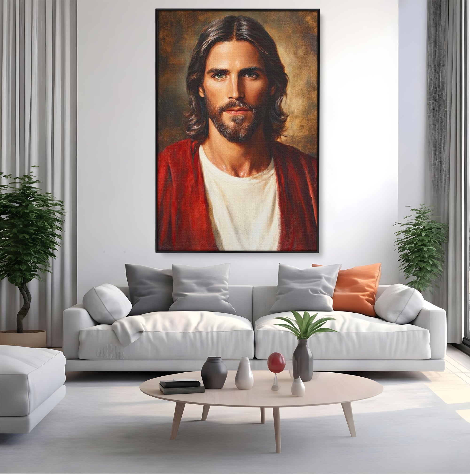 Tablou Canvas Premium LuxCanva® H1049, Portretul lui Iisus, Iisus, Chip, Credinta, Speranta, Mantuire, Sacrificiu, Spiritualitate, Har, Arta Religioasa, Living, Dormitor