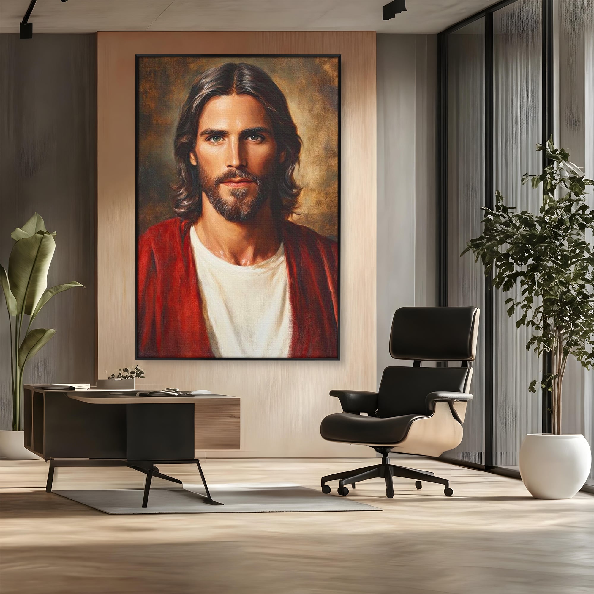 Tablou Canvas Premium LuxCanva® H1049, Portretul lui Iisus, Iisus, Chip, Credinta, Speranta, Mantuire, Sacrificiu, Spiritualitate, Har, Arta Religioasa, Living, Dormitor