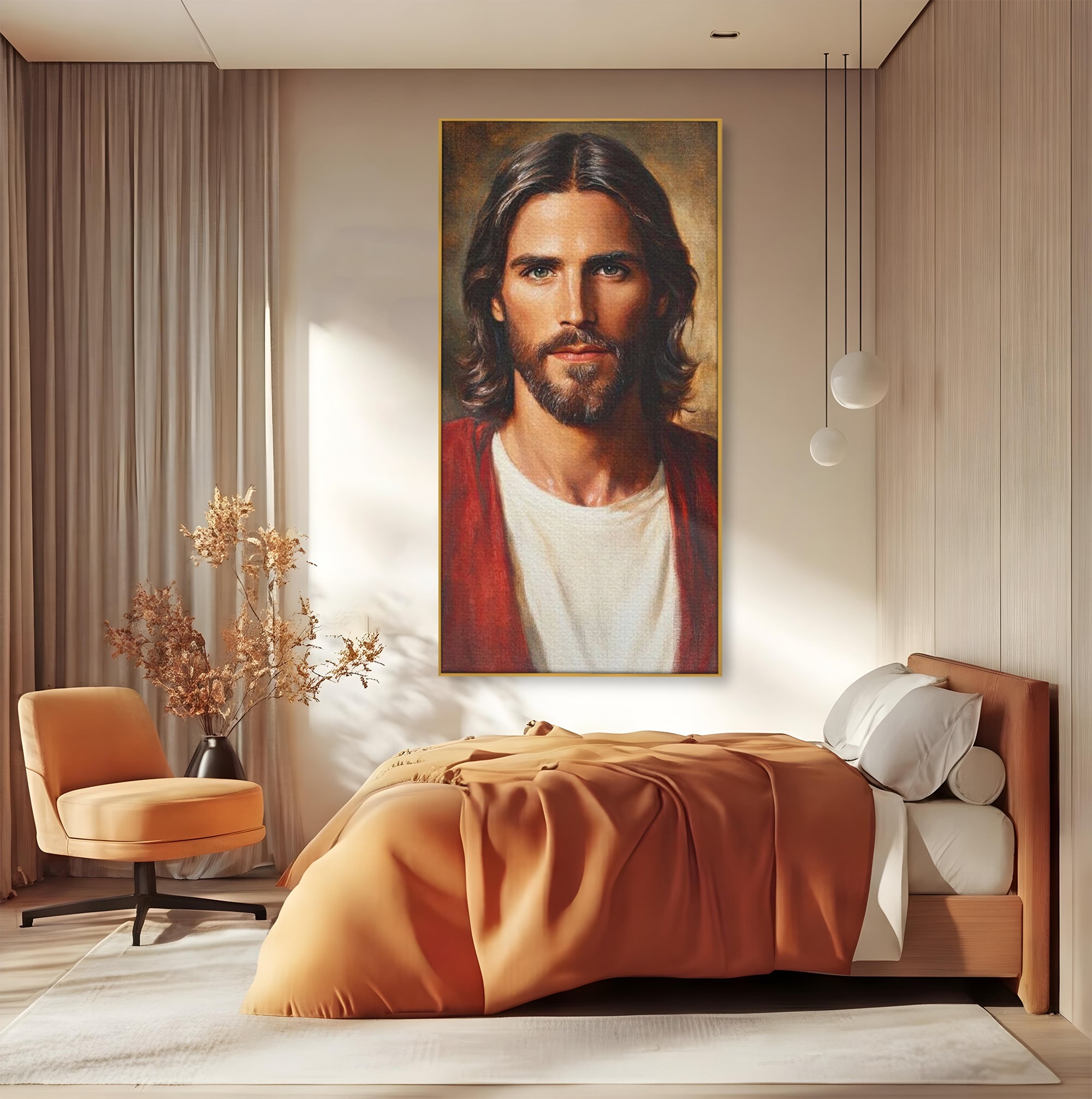 Tablou Canvas Premium LuxCanva® H1049, Portretul lui Iisus, Iisus, Chip, Credinta, Speranta, Mantuire, Sacrificiu, Spiritualitate, Har, Arta Religioasa, Living, Dormitor