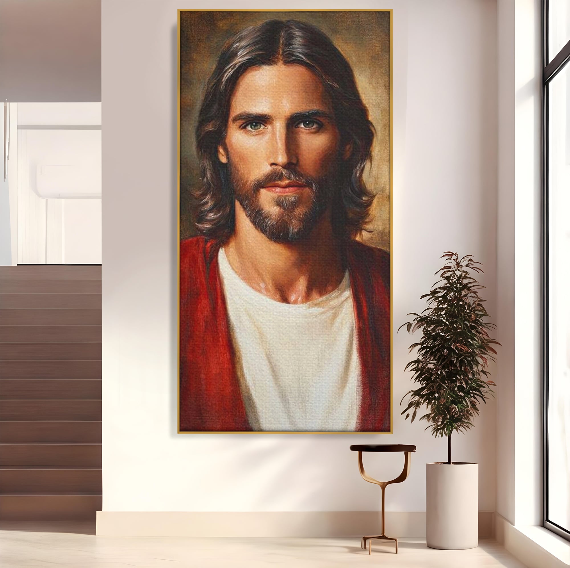 Tablou Canvas Premium LuxCanva® H1049, Portretul lui Iisus, Iisus, Chip, Credinta, Speranta, Mantuire, Sacrificiu, Spiritualitate, Har, Arta Religioasa, Living, Dormitor