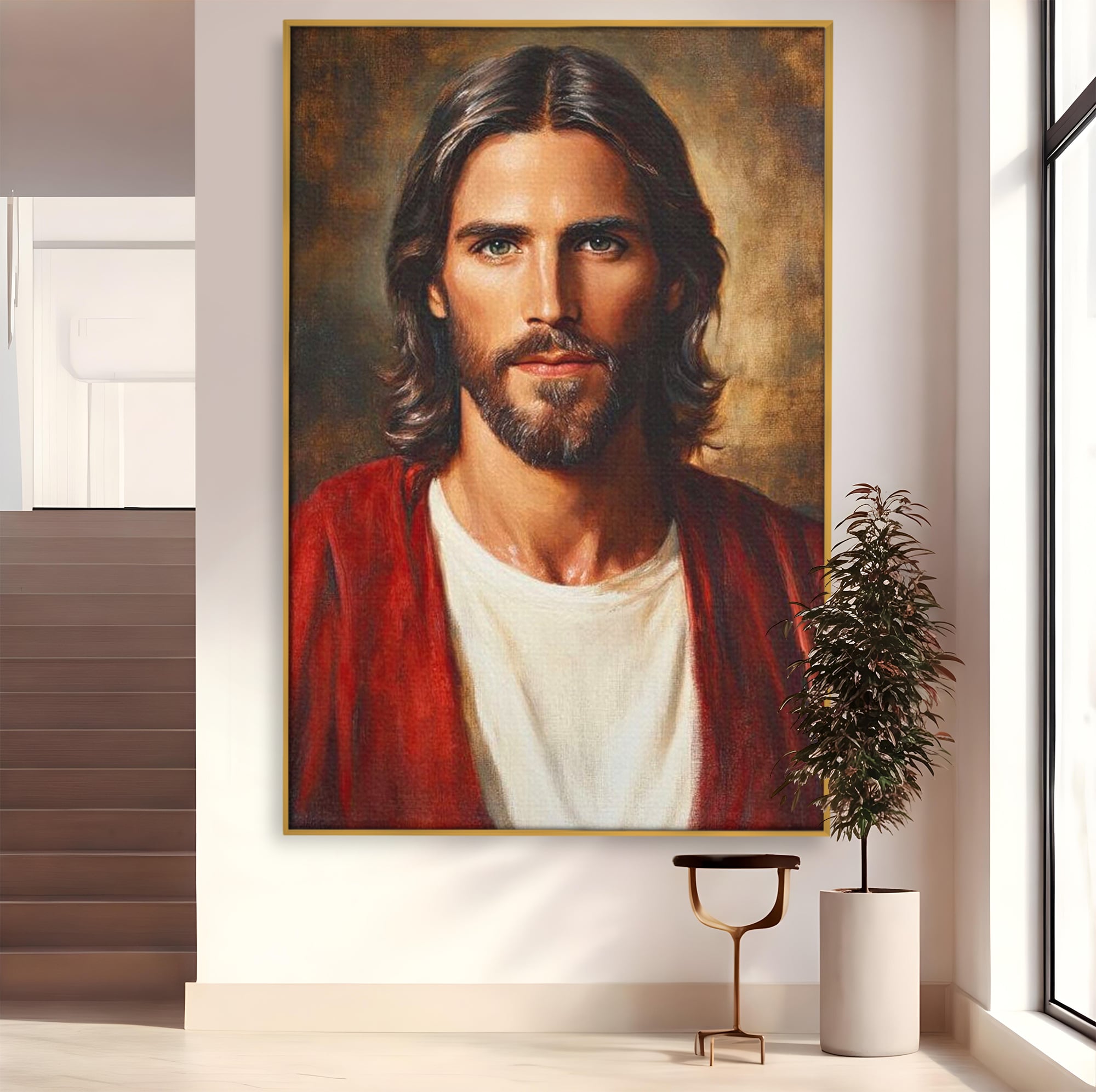 Tablou Canvas Premium LuxCanva® H1049, Portretul lui Iisus, Iisus, Chip, Credinta, Speranta, Mantuire, Sacrificiu, Spiritualitate, Har, Arta Religioasa, Living, Dormitor