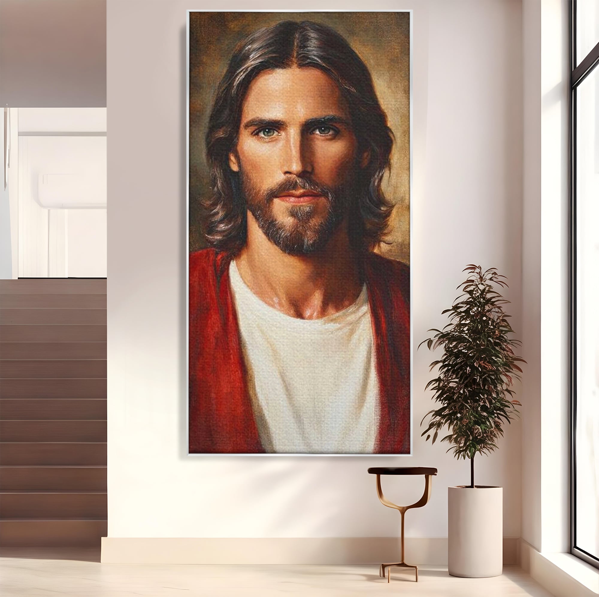 Tablou Canvas Premium LuxCanva® H1049, Portretul lui Iisus, Iisus, Chip, Credinta, Speranta, Mantuire, Sacrificiu, Spiritualitate, Har, Arta Religioasa, Living, Dormitor