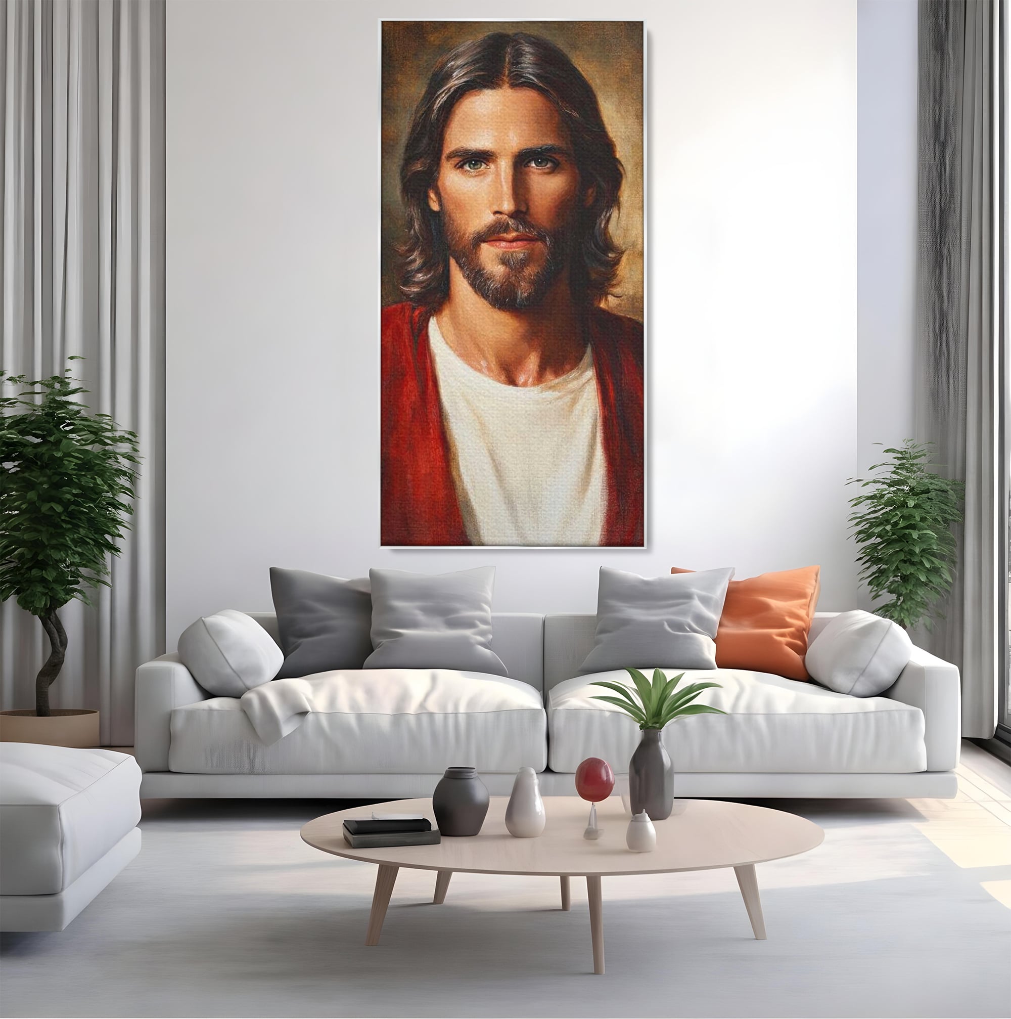 Tablou Canvas Premium LuxCanva® H1049, Portretul lui Iisus, Iisus, Chip, Credinta, Speranta, Mantuire, Sacrificiu, Spiritualitate, Har, Arta Religioasa, Living, Dormitor