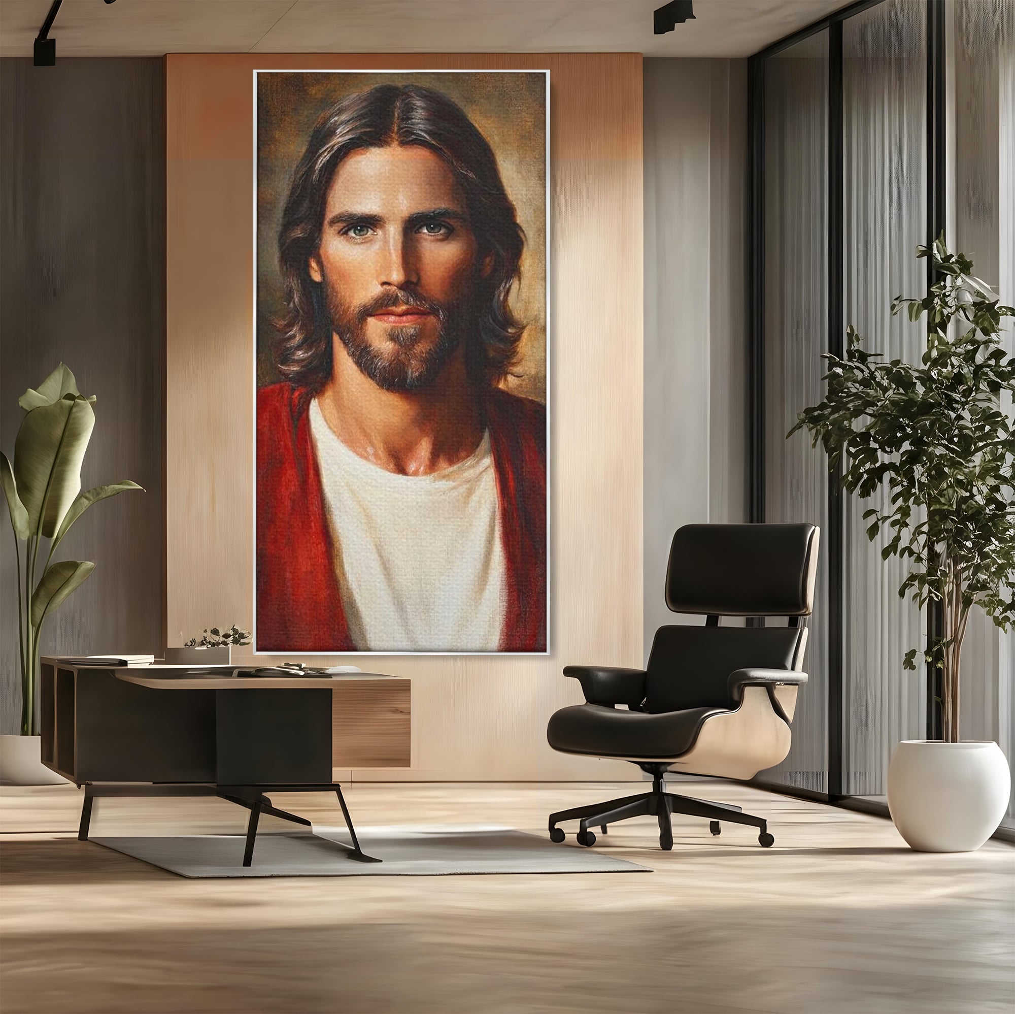 Tablou Canvas Premium LuxCanva® H1049, Portretul lui Iisus, Iisus, Chip, Credinta, Speranta, Mantuire, Sacrificiu, Spiritualitate, Har, Arta Religioasa, Living, Dormitor