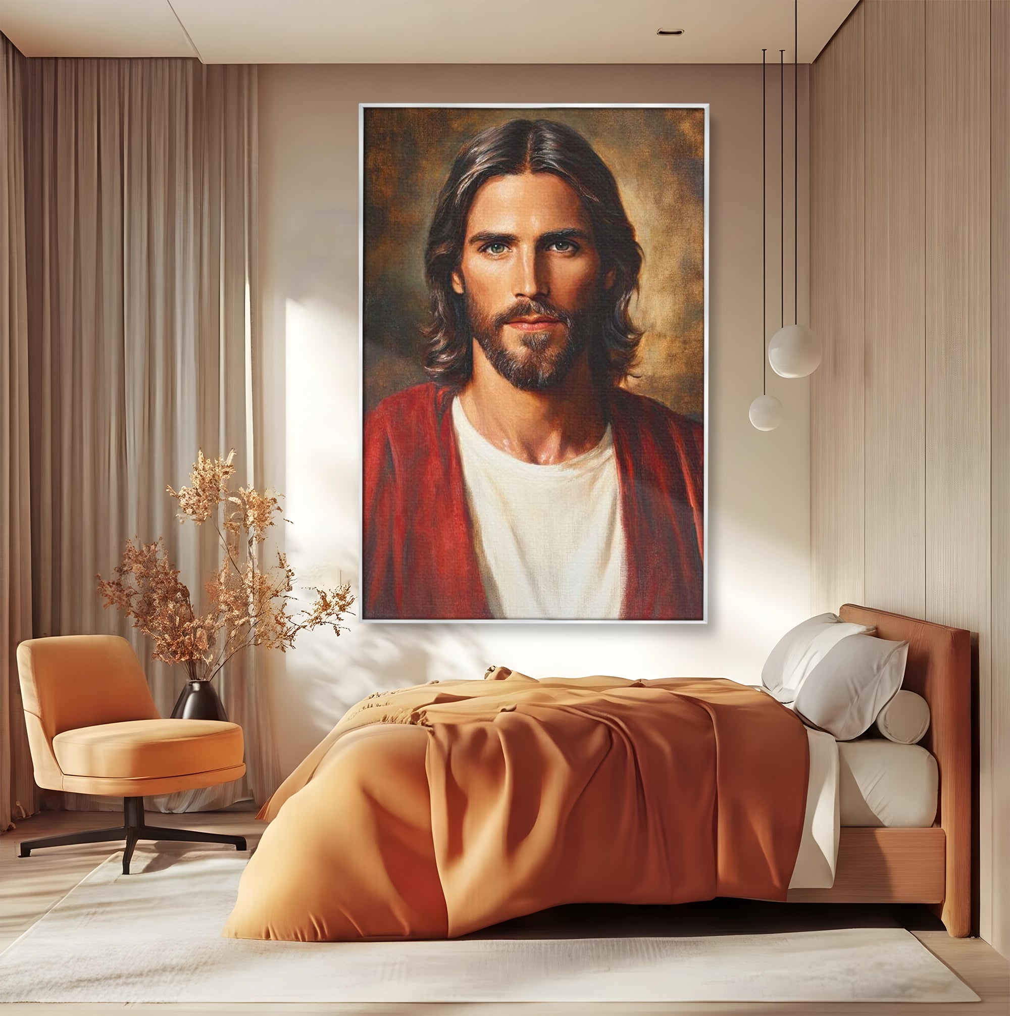 Tablou Canvas Premium LuxCanva® H1049, Portretul lui Iisus, Iisus, Chip, Credinta, Speranta, Mantuire, Sacrificiu, Spiritualitate, Har, Arta Religioasa, Living, Dormitor